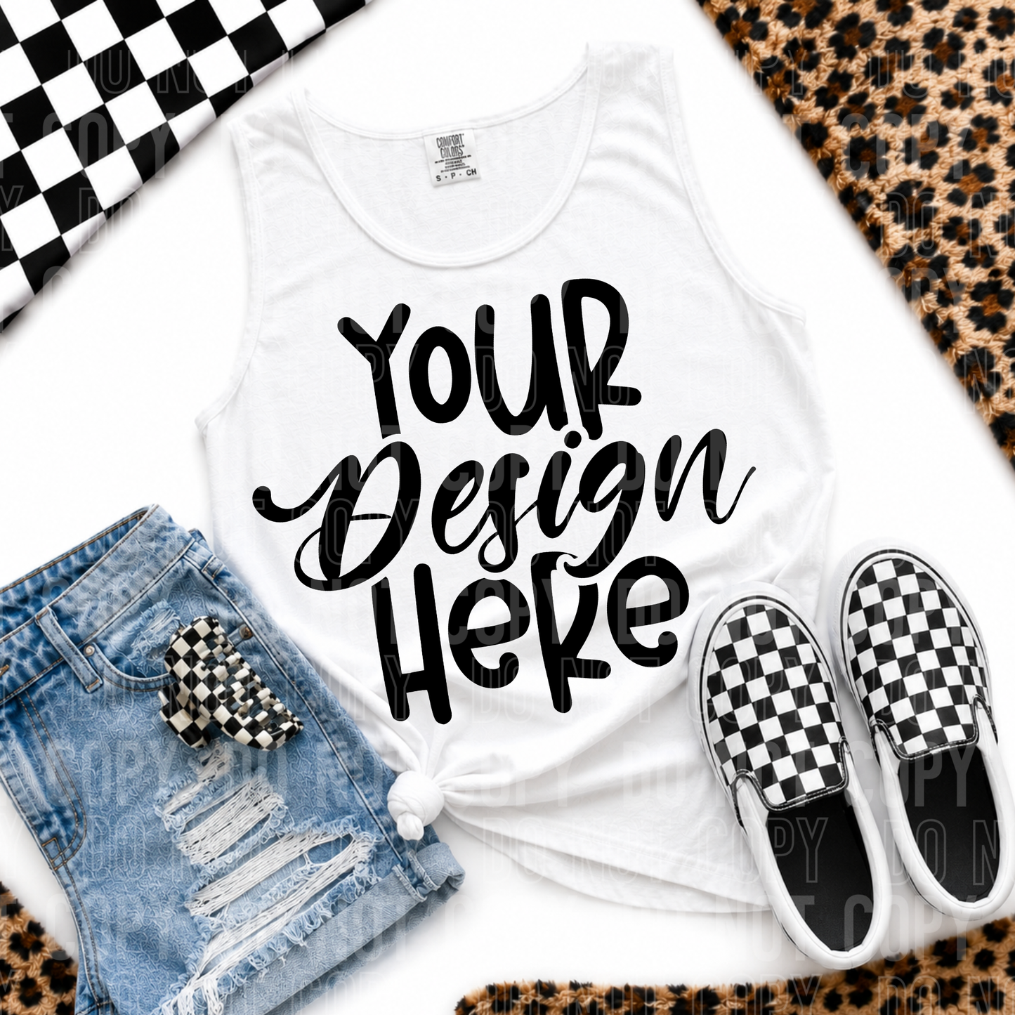 Comfort Colors 9360 White- Checkered Leopard - 2026 - PNG file- Digital Download