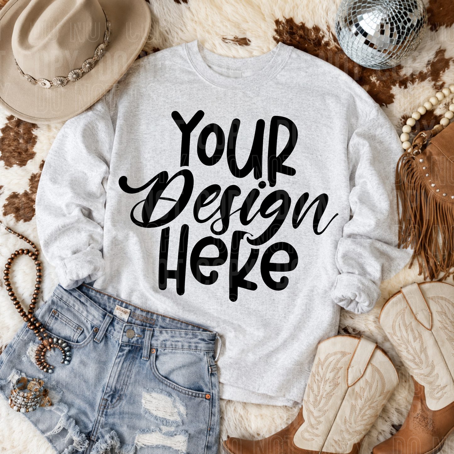 Ash- Gildan 18000- Western Mockup - 2026 - PNG file- Digital Download