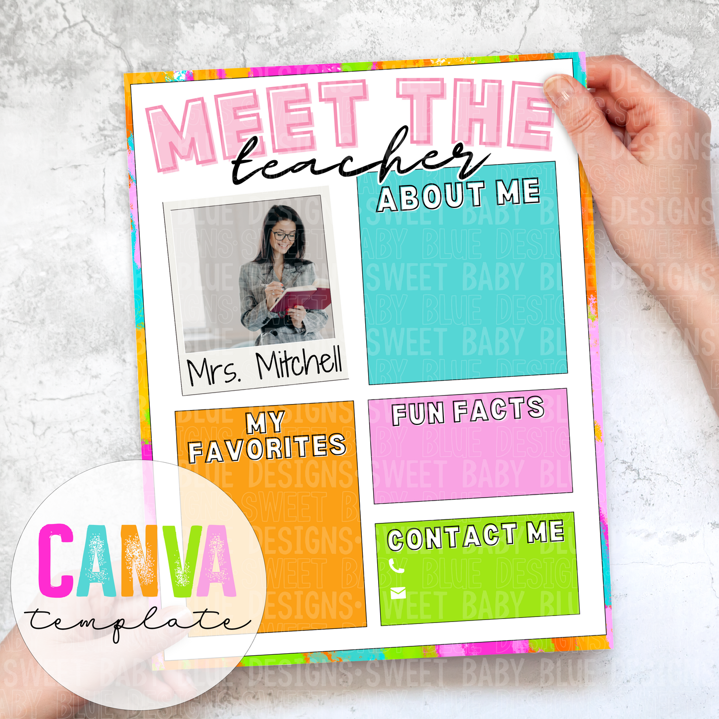 Meet the teacher - Edit in Canva- 2024- PNG file- Digital Download