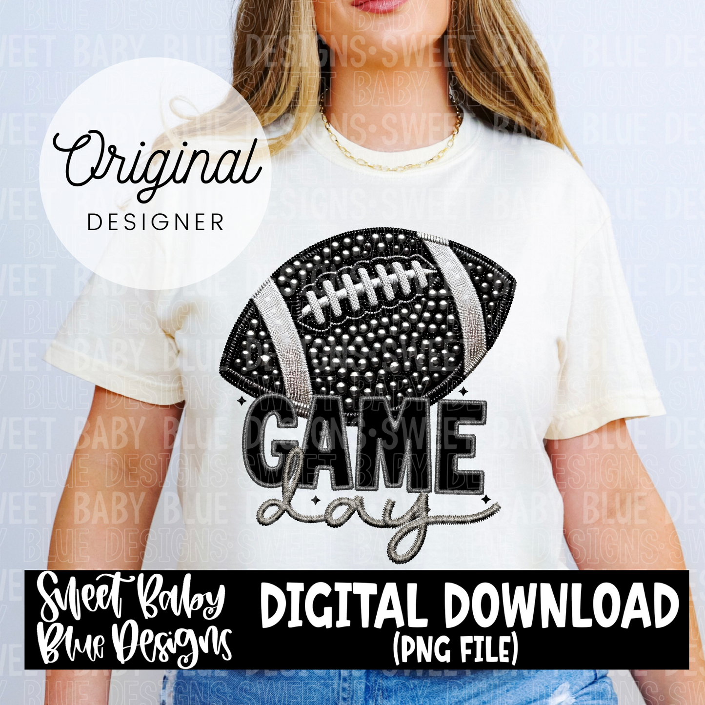 Rhinestone football game day - 2024- PNG file- Digital Download