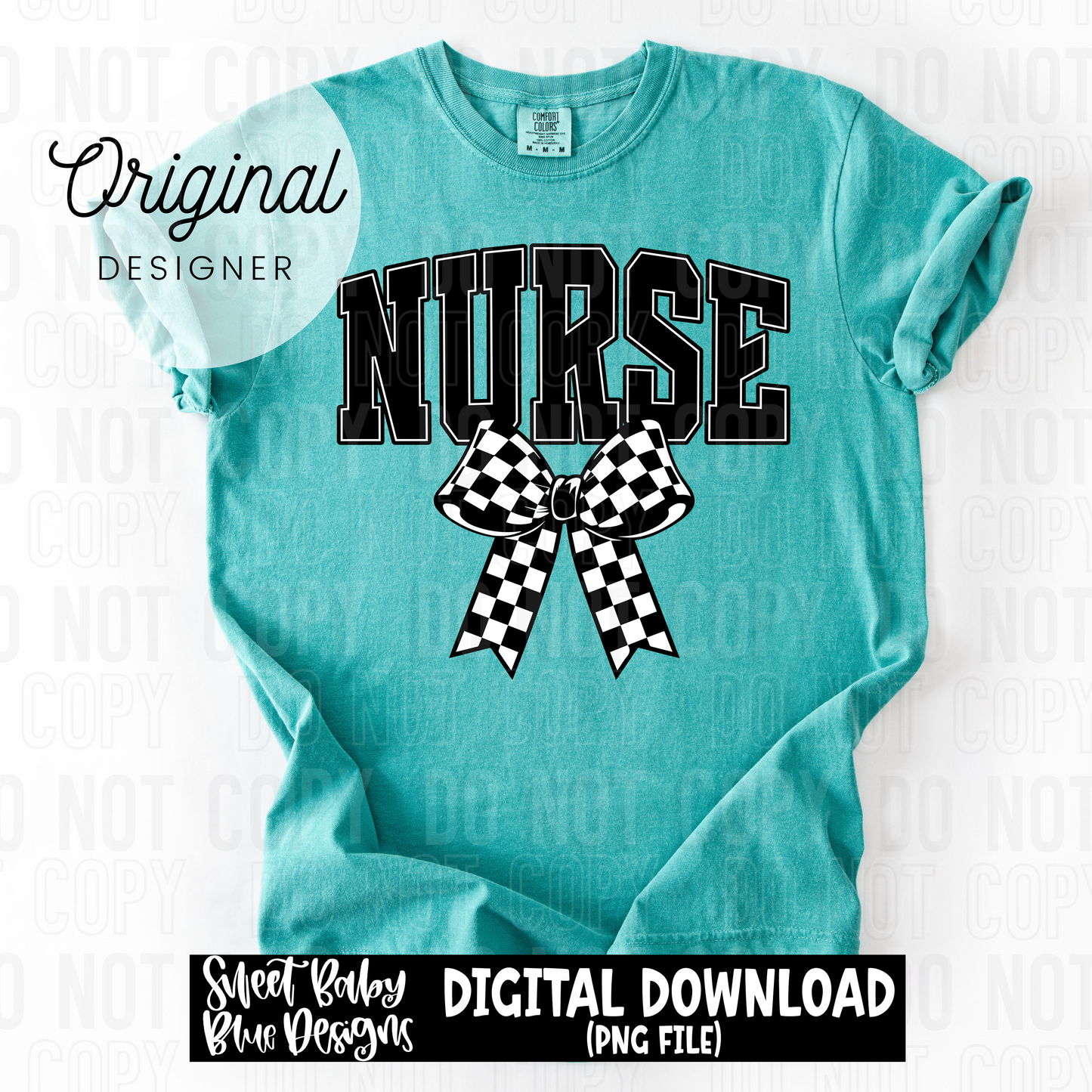 Nurse checkered bow - 2025 - PNG file- Digital Download