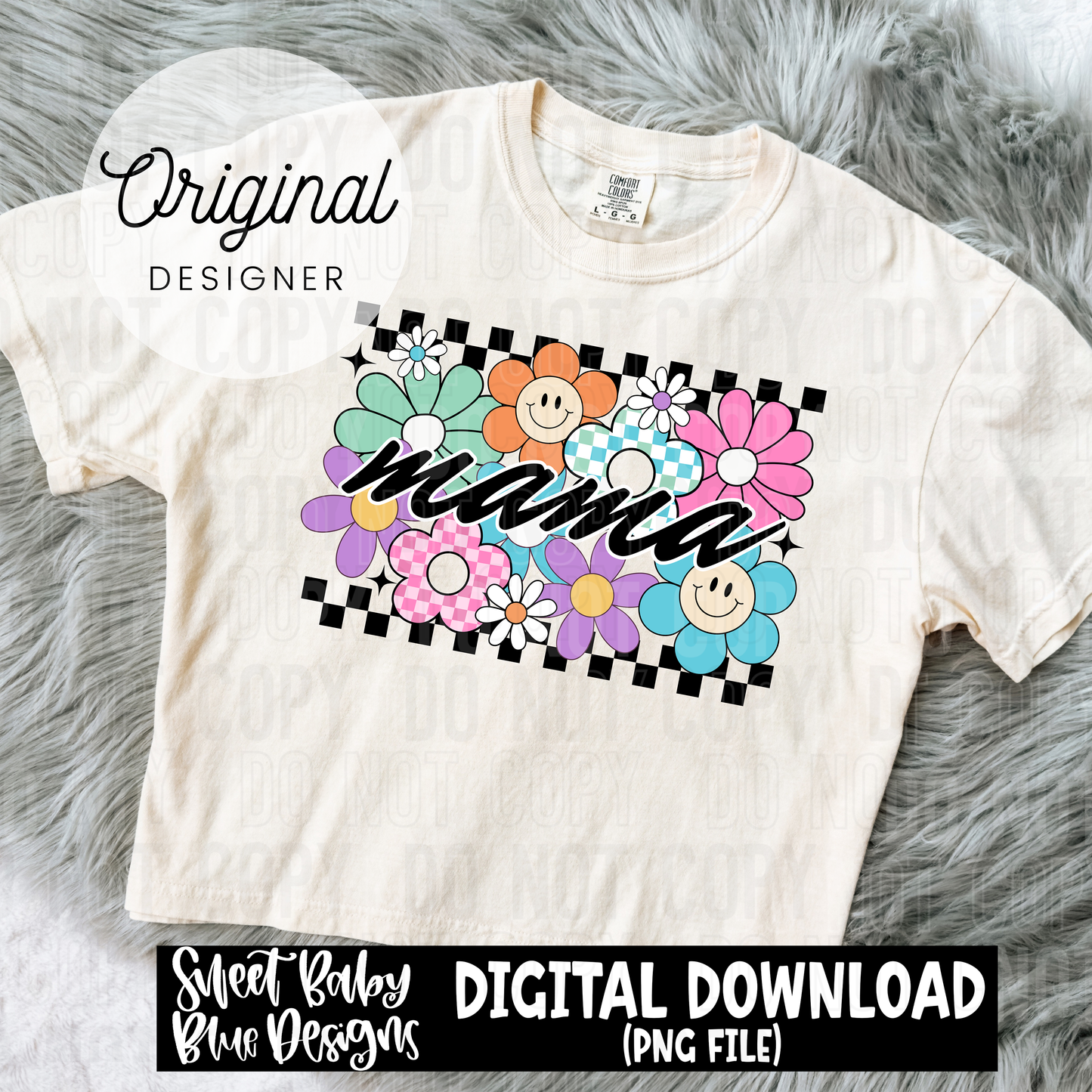 Mama floral checkered - 2025 - PNG file- Digital Download