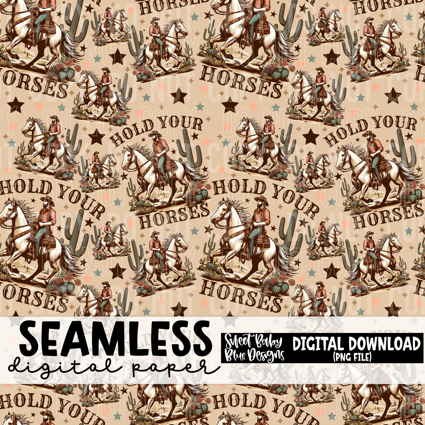 Hold your horses- Seamless - Digital paper- 2024 - PNG file- Digital Download