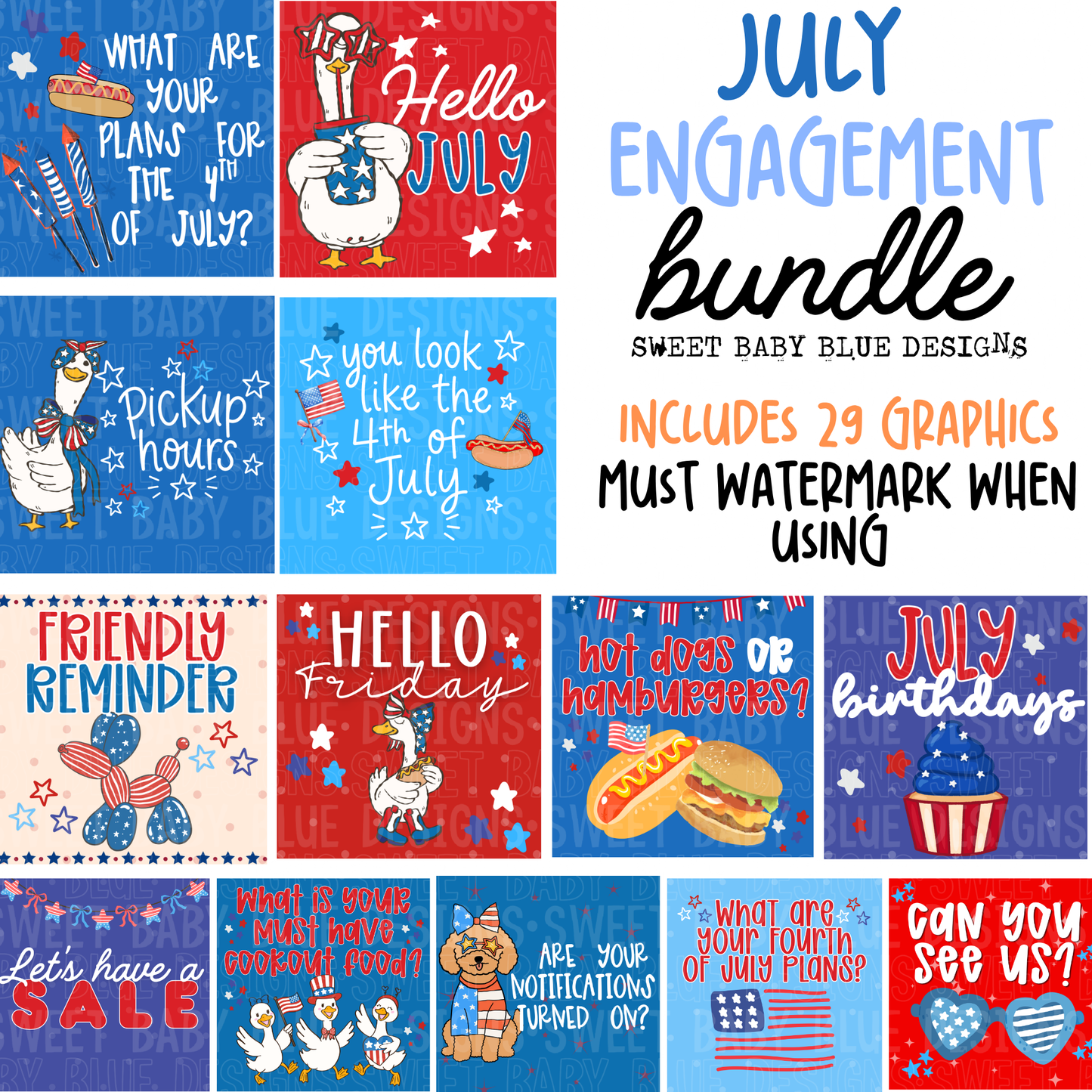July 2026 Engagement Bundle - Interactive post- 2026- PNG file- Digital Download