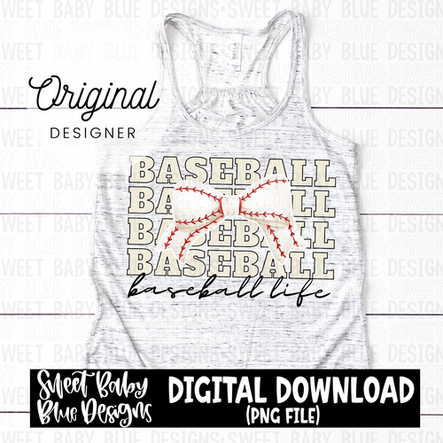 Baseball life- Bow - 2024- PNG file- Digital Download