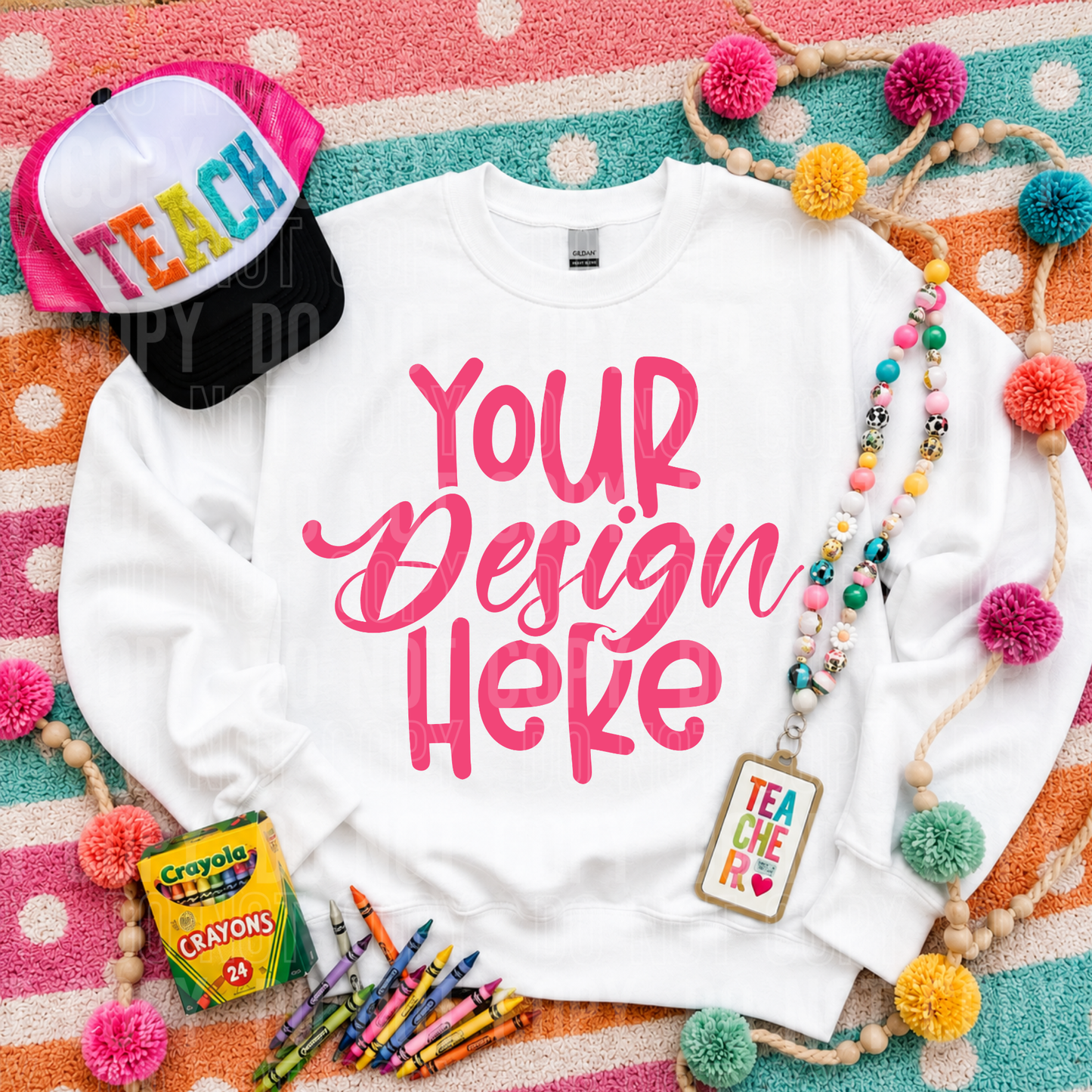 White- Gildan 18000- School Mockup - 2026 - PNG file- Digital Download