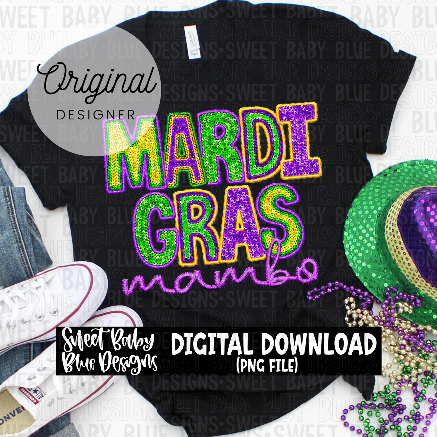 Mardi Gras mambo- Faux sequin- 2024 - PNG file- Digital Download