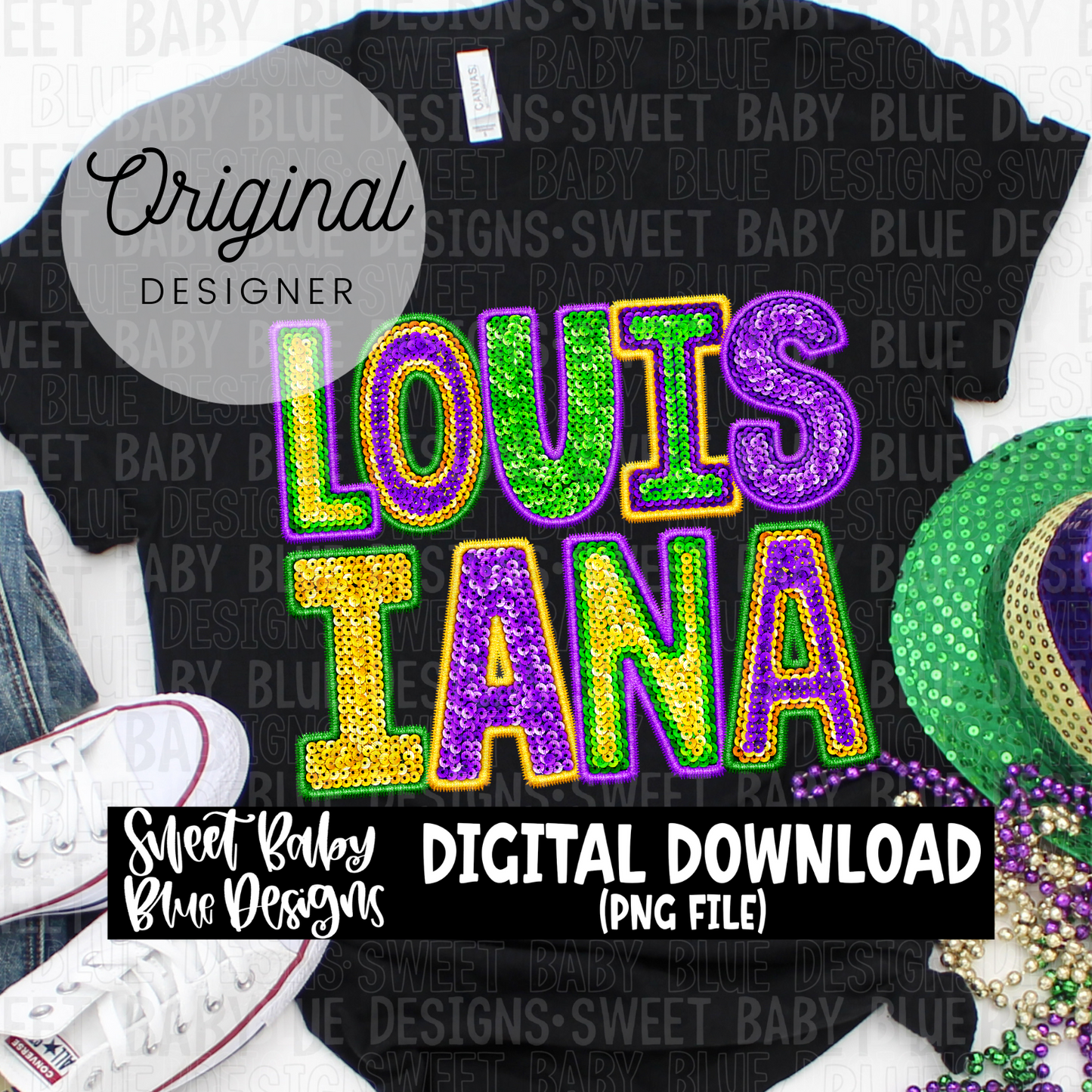 Louisiana- Faux sequin- 2024 - PNG file- Digital Download