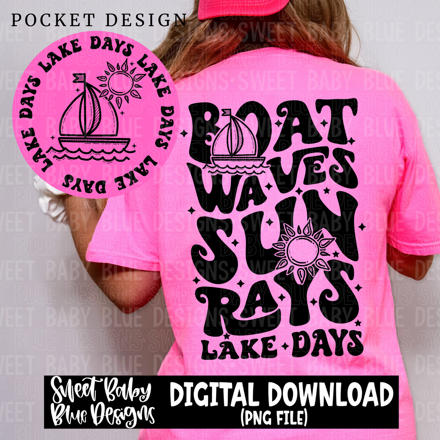 Boat waves sun rays lake days - 2024- PNG file- Digital Download