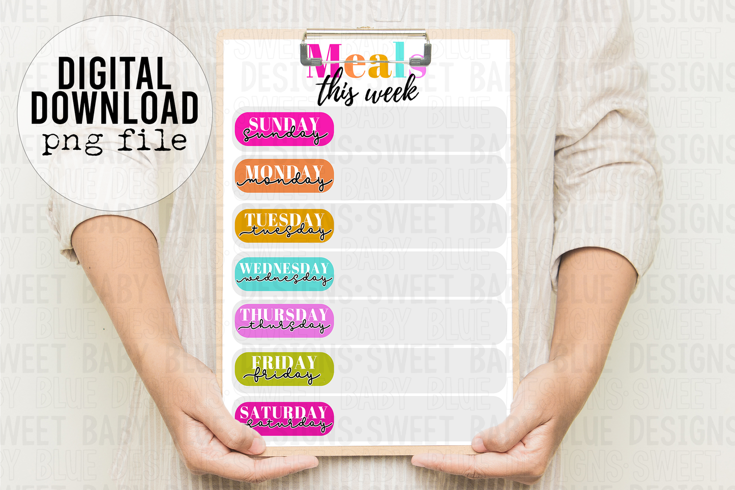 Meals this week- Printable- 2024 - PNG file- Digital Download