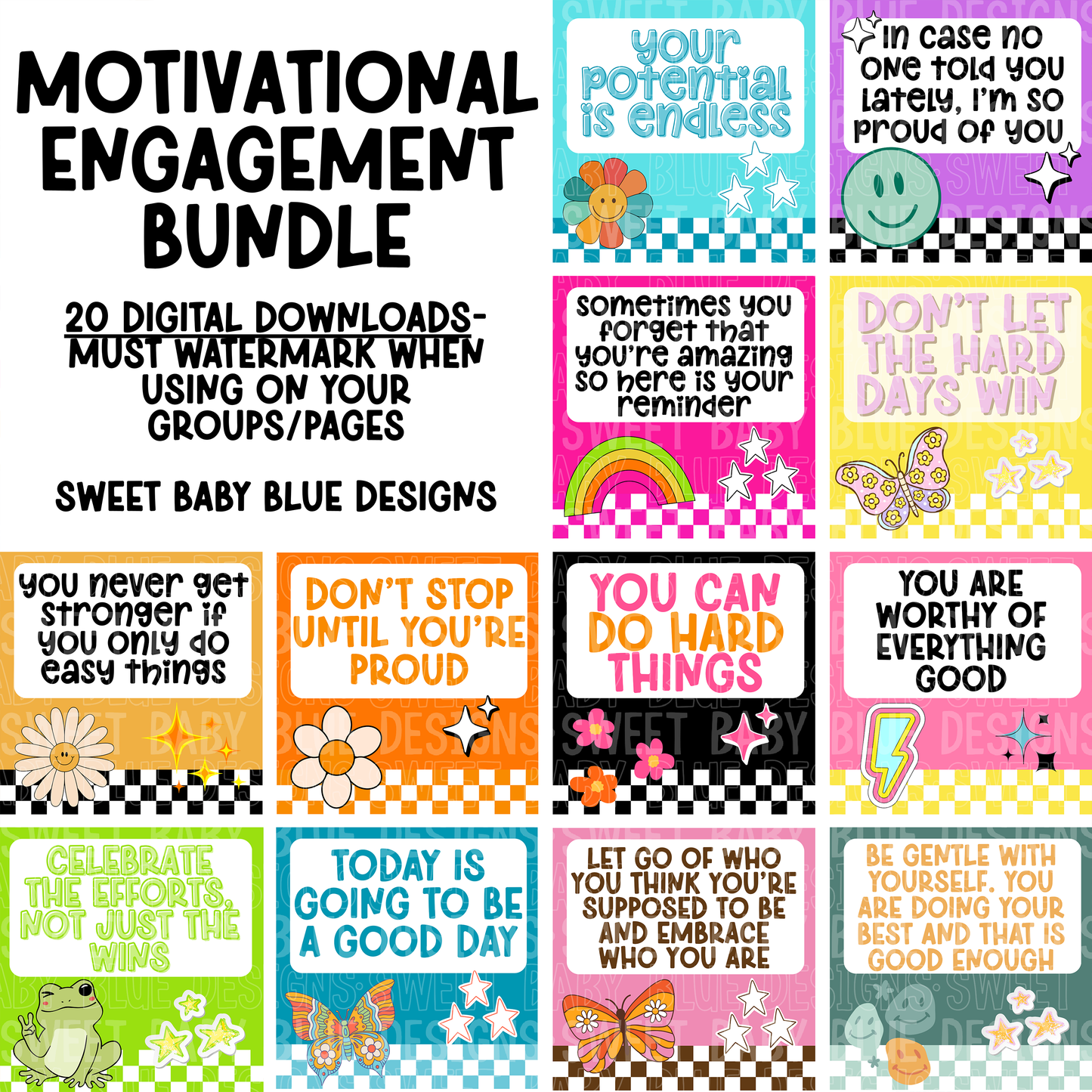 Motivational engagement bundle - Interactive post- 2025- PNG file- Digital Download