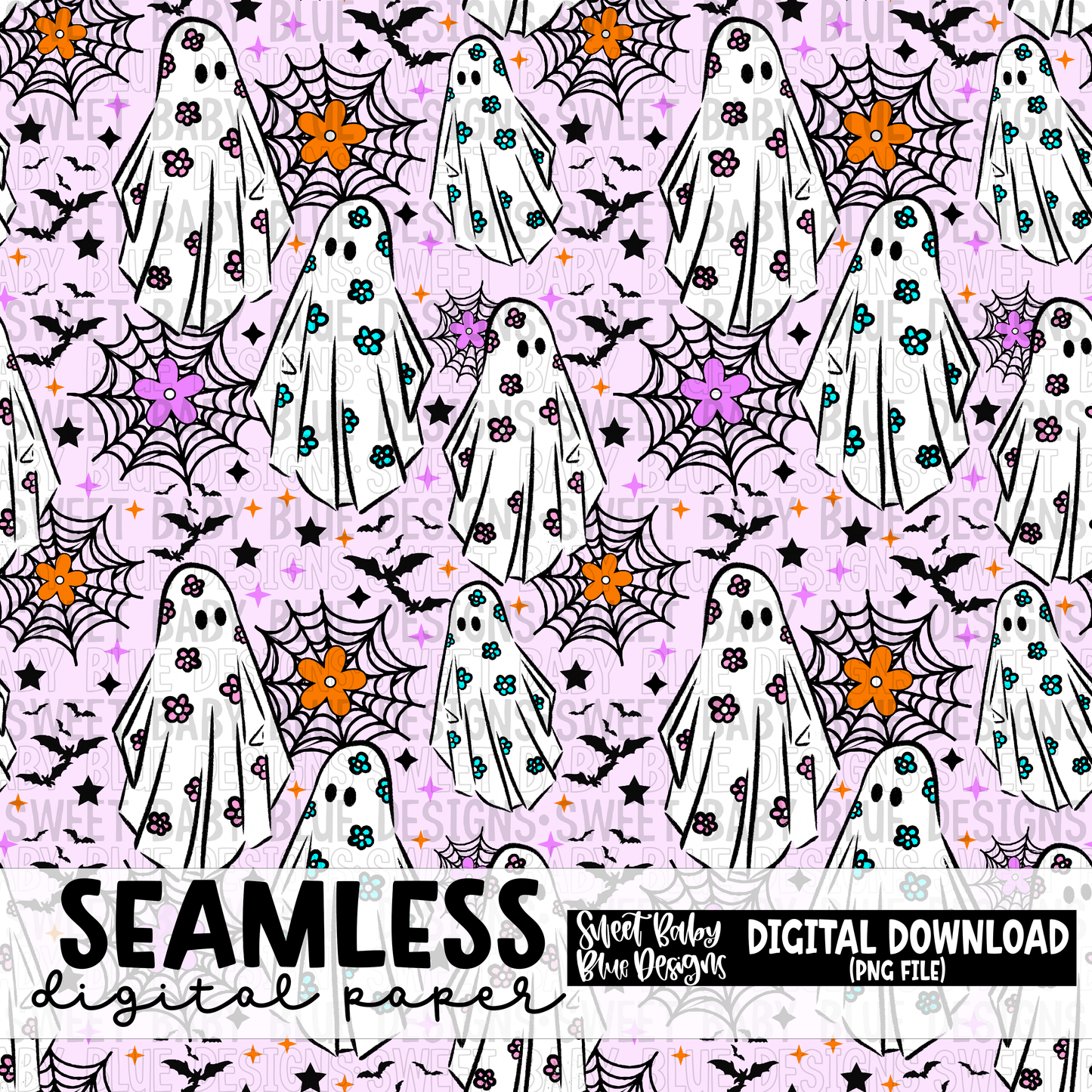 Purple ghost web - Halloween - Seamless - Digital paper- 2023 - PNG file- Digital Download