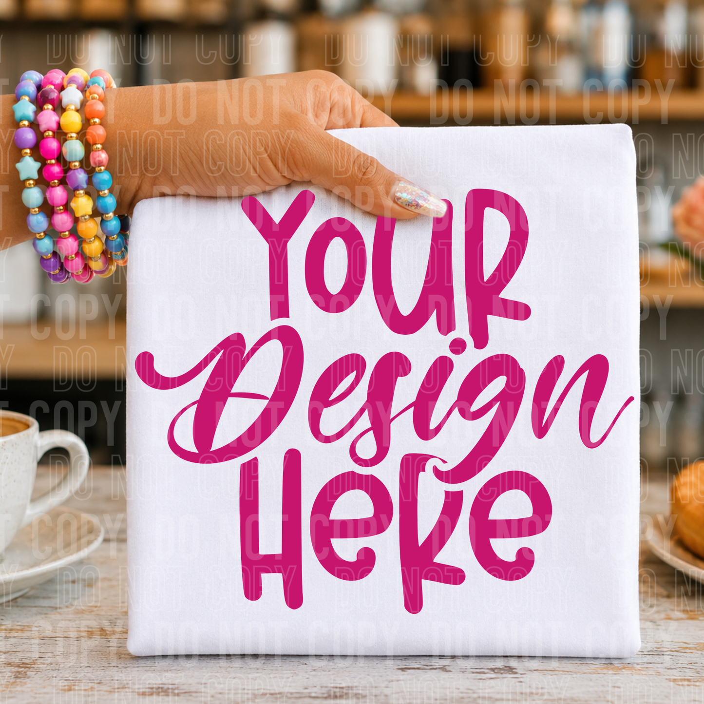 White- Coffee Shop- Mockup - COMES WITH HAND PNG FOR EASY LAYERING- 2026 - PNG file- Digital Download
