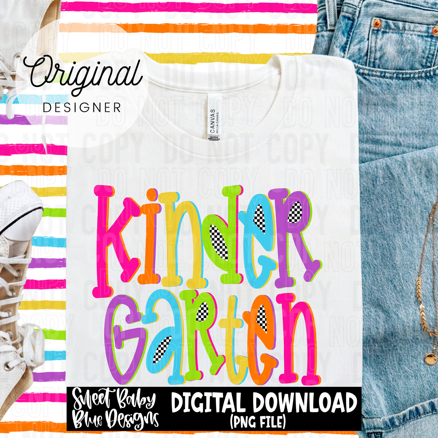 Kindergarten colorful checkered - 2025 - PNG file- Digital Download