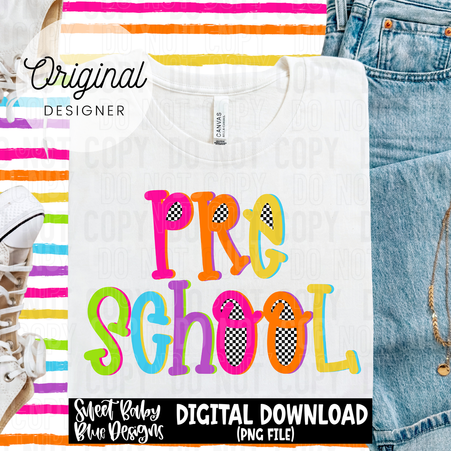 Preschool colorful checkered - 2025 - PNG file- Digital Download