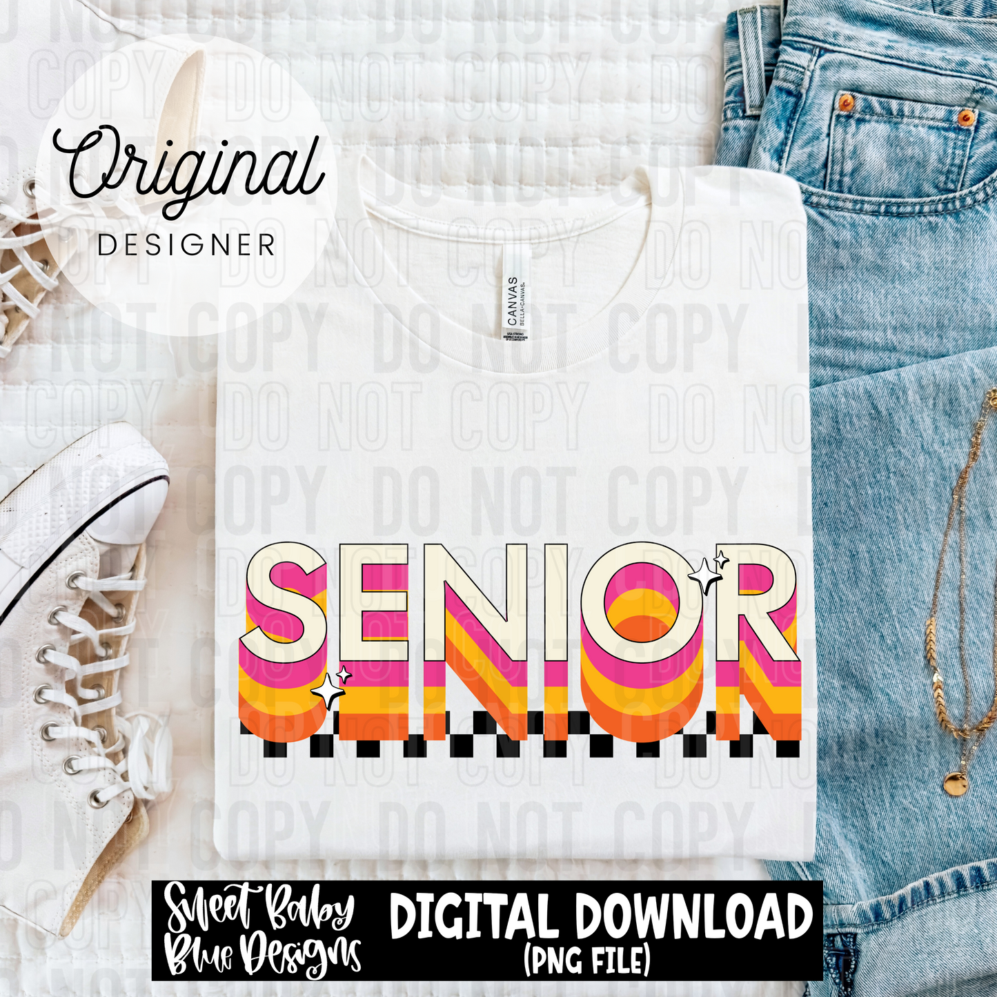 Senior stacked checkered - 2025 - PNG file- Digital Download
