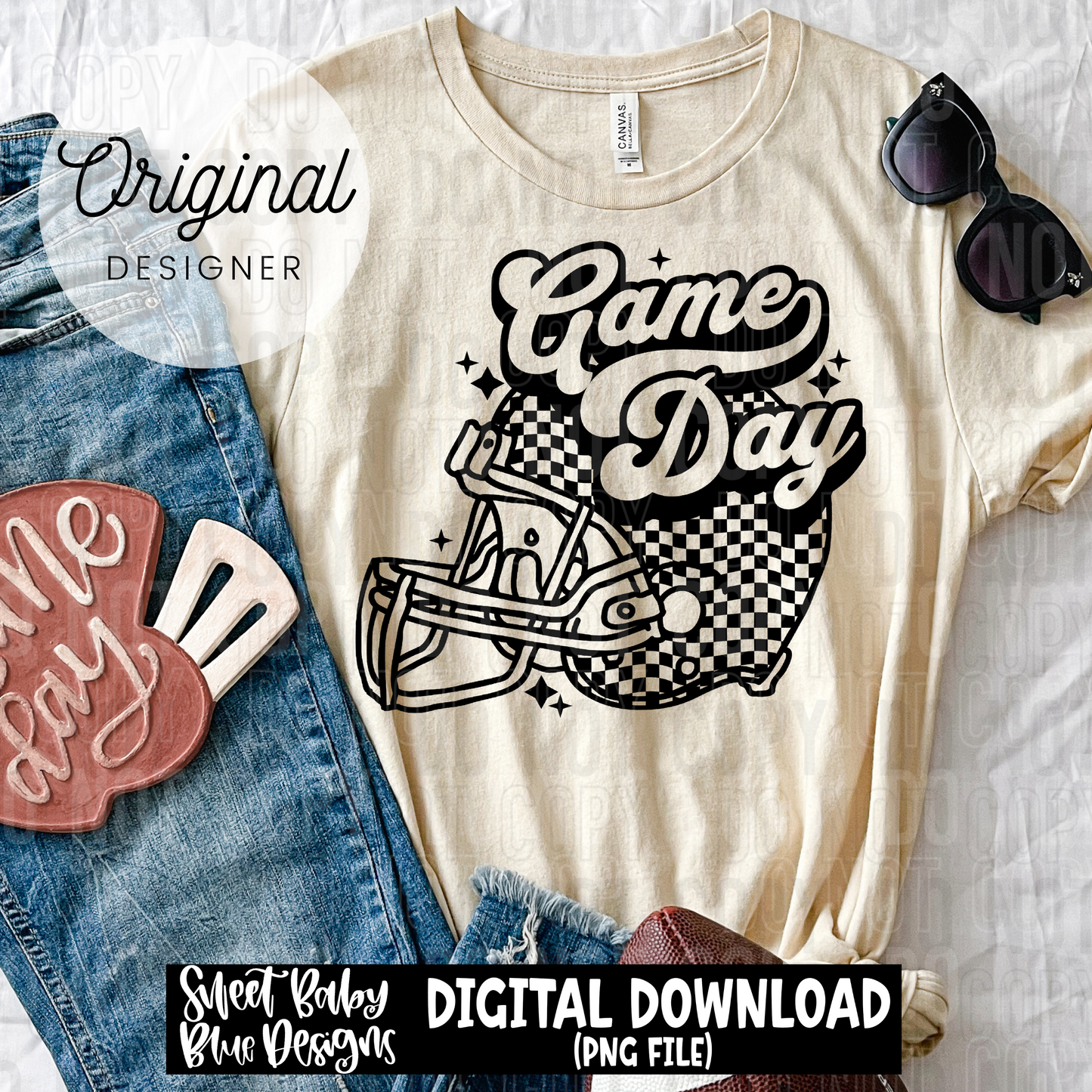 Game day football checkered- 2025 - PNG file- Digital Download