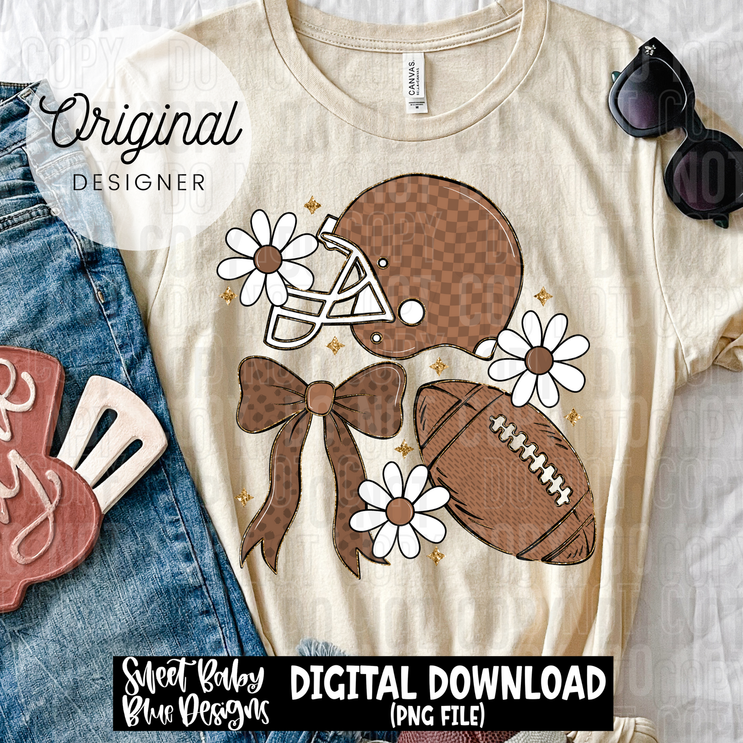 Football bow collage- 2025 - PNG file- Digital Download