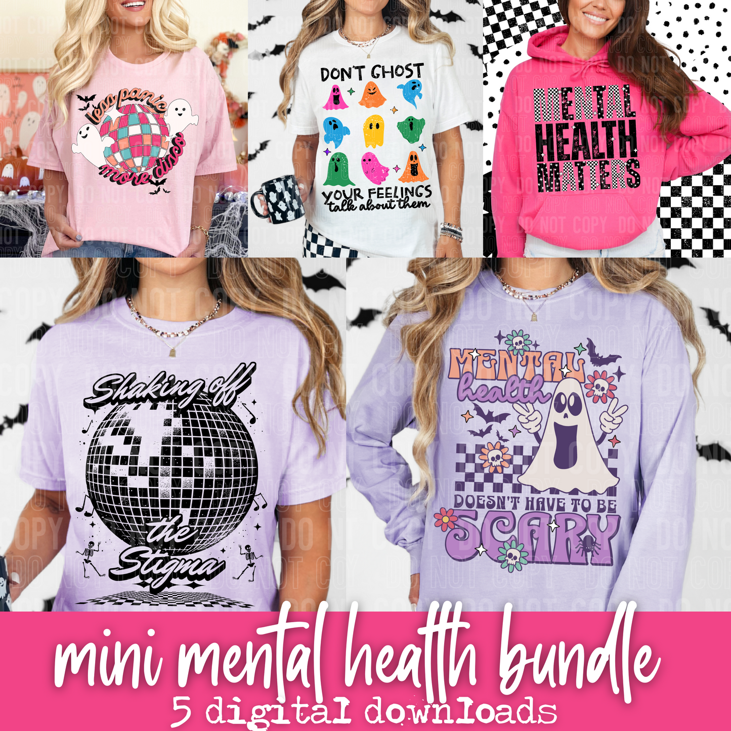 Mini mental health bundle- 5 digital downloads - 2025 - PNG file- Digital Download