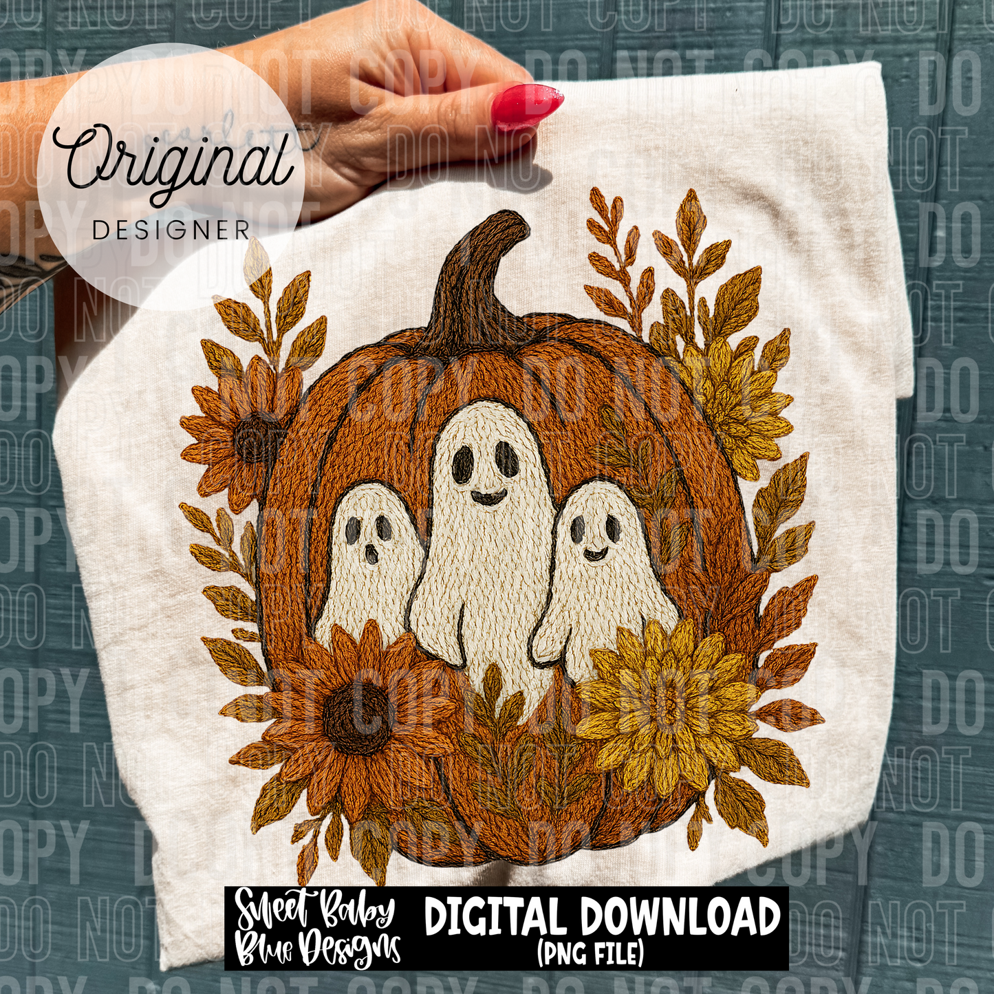 Fall Pumpkin ghosts- Faux - 2025 - PNG file- Digital Download