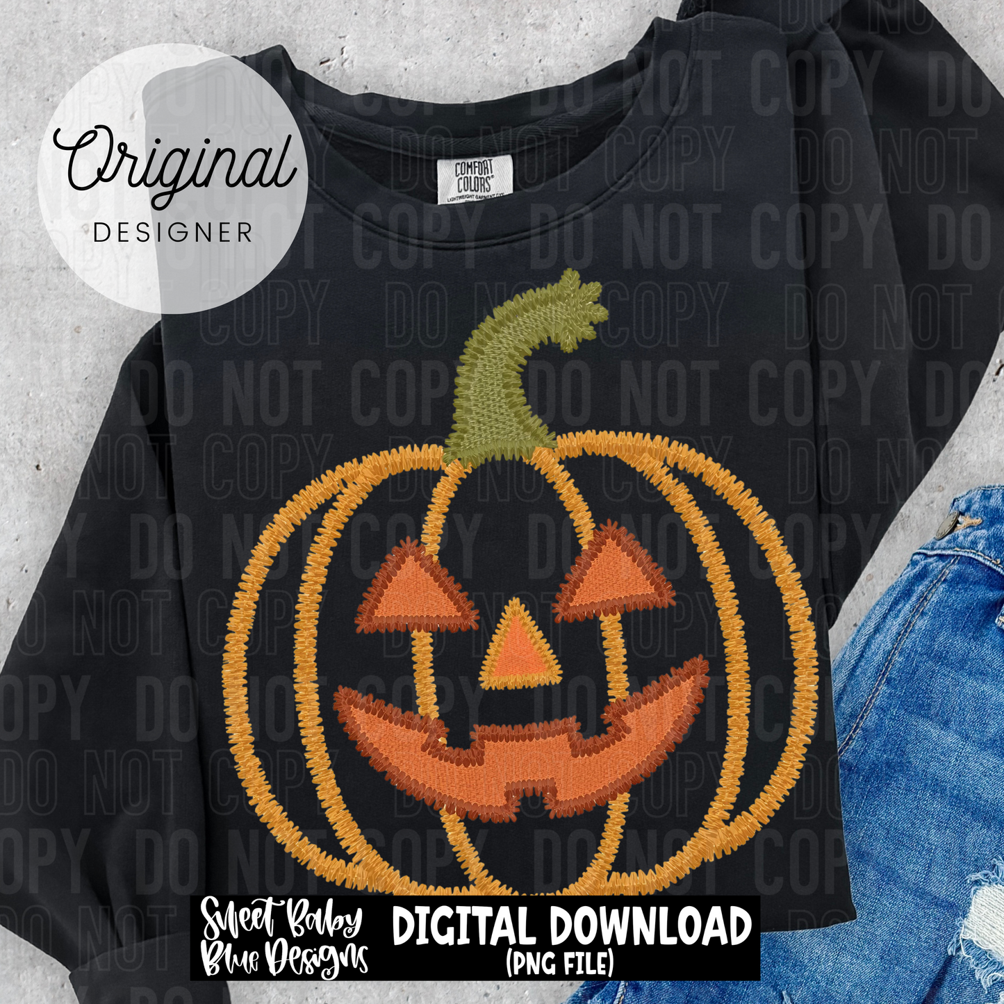 Jack o lantern stitch outline- Halloween - 2025 - PNG file- Digital Download
