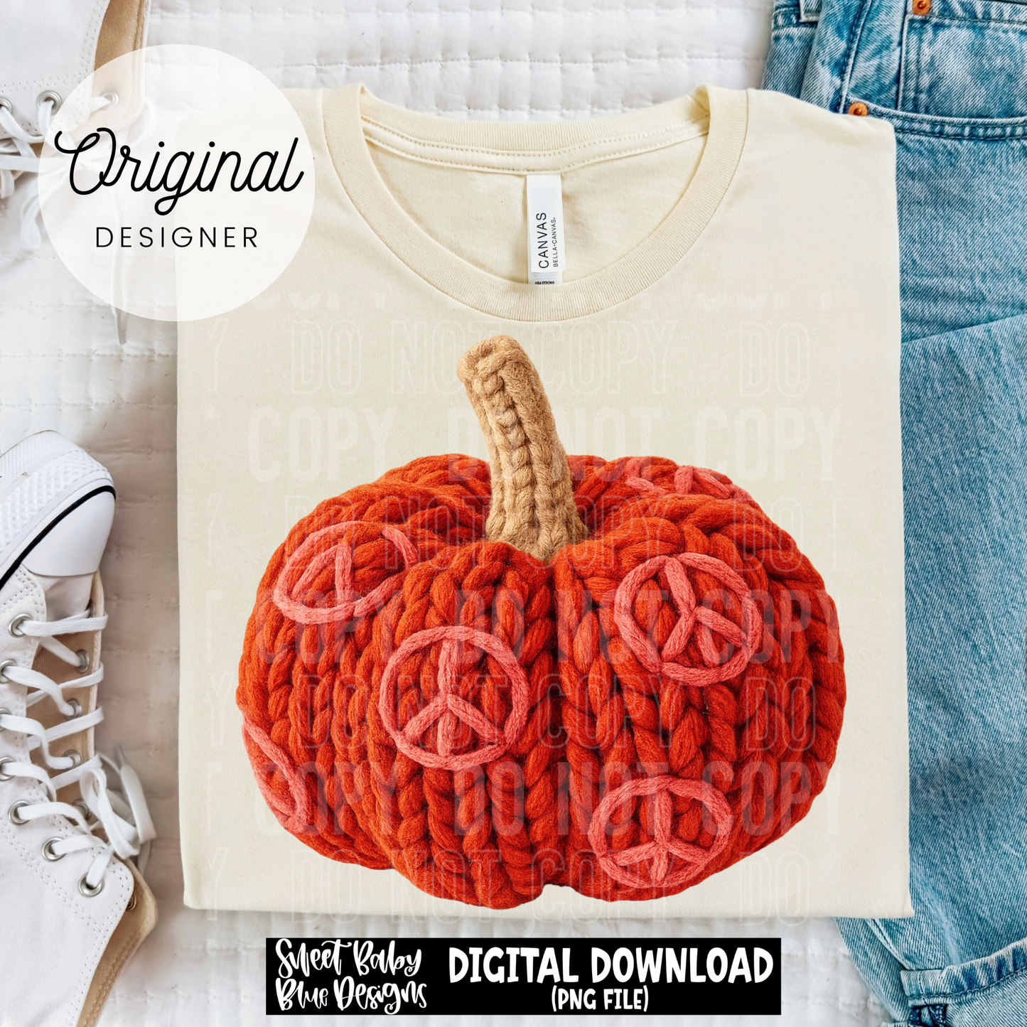 Peace Pumpkin - Faux yarn - 2025 - PNG file- Digital Download