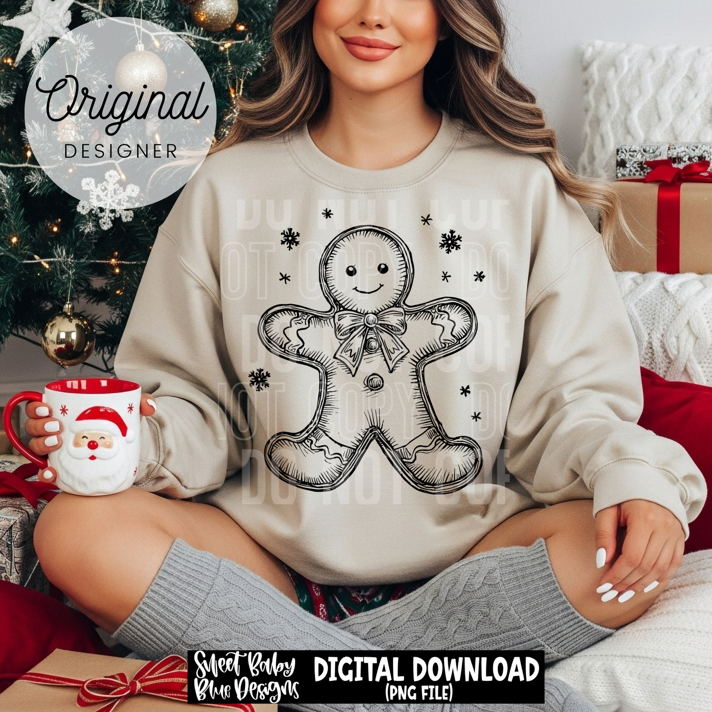 Gingerbread- Sketch - Christmas - 2025 - PNG file- Digital Download