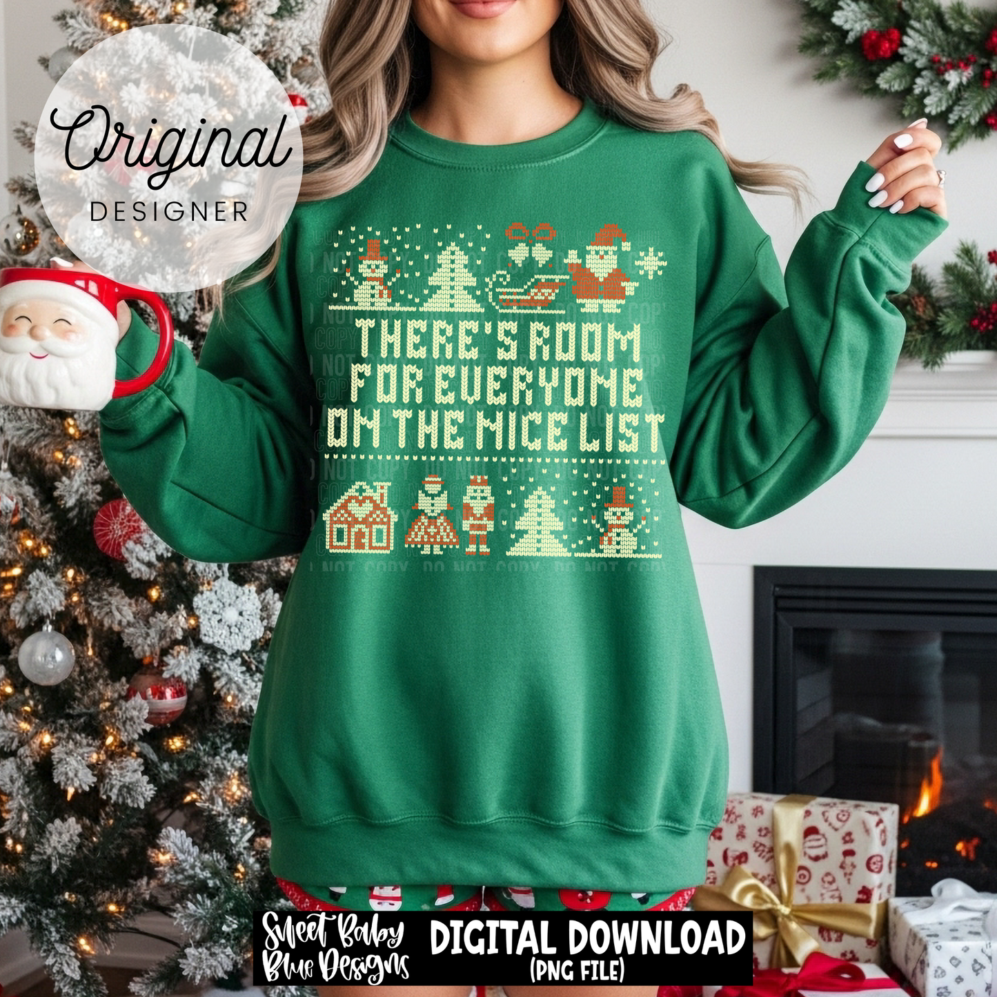 There's room for everyone on the nice list - Christmas - 2025 - PNG file- Digital Download