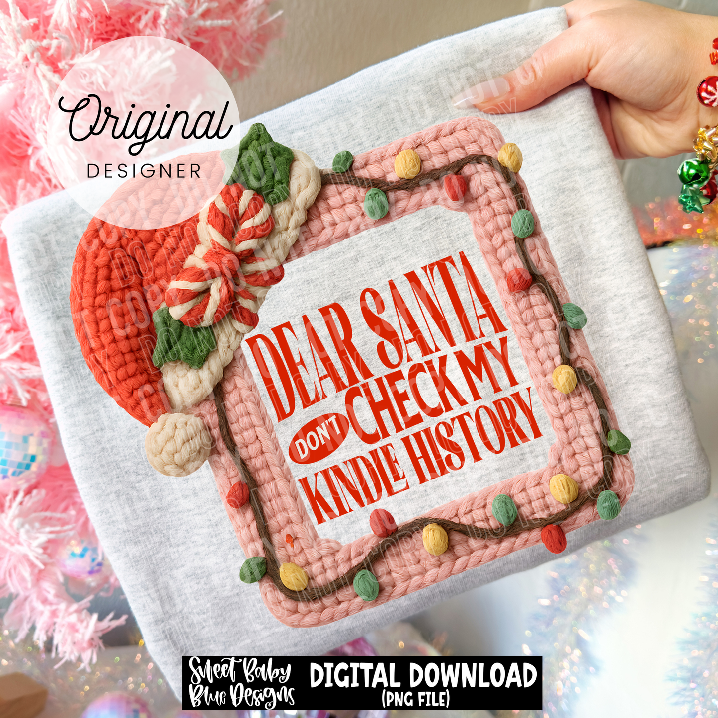Dear Santa kindle history - Faux yarn - Christmas - 2025 - PNG file- Digital Download