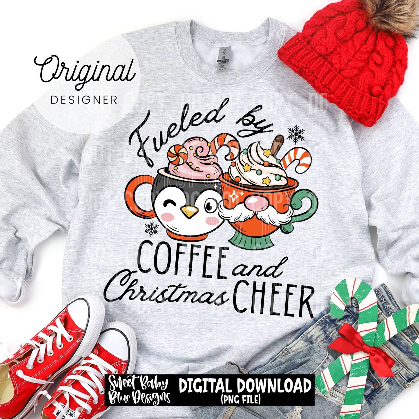 Fueled by coffee and Christmas cheer - 2025 - PNG file- Digital Download