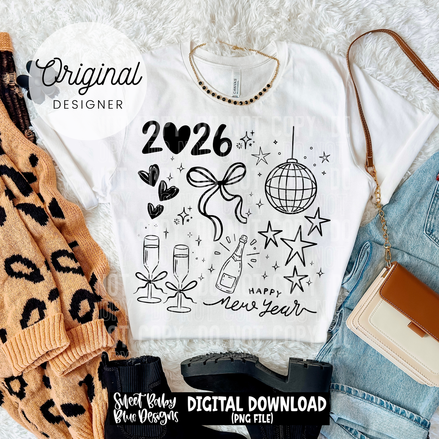 New year doodle - 2025 - PNG file- Digital Download