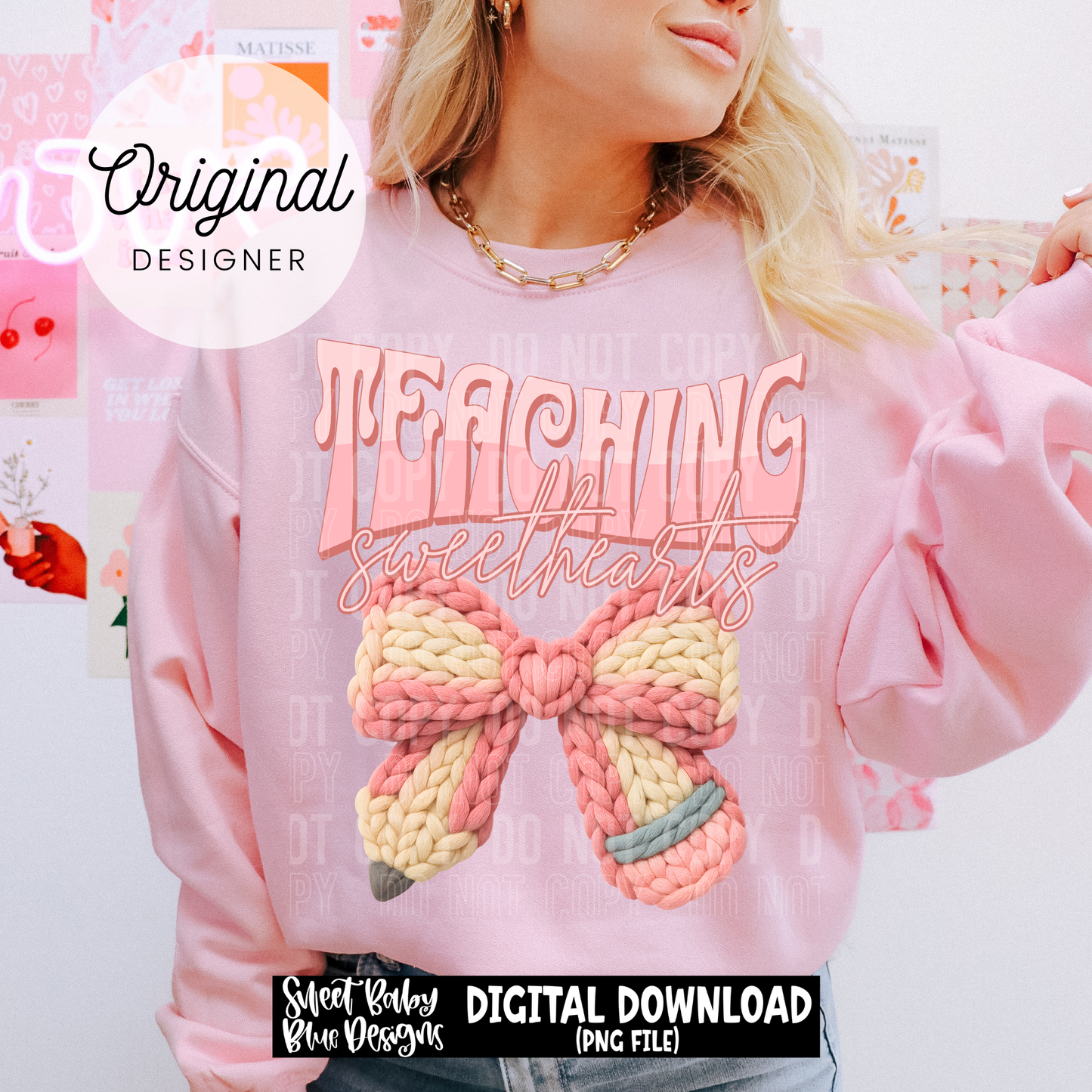 Teaching sweethearts- Faux yarn - Valentine's Day - 2025 - PNG file- Digital Download