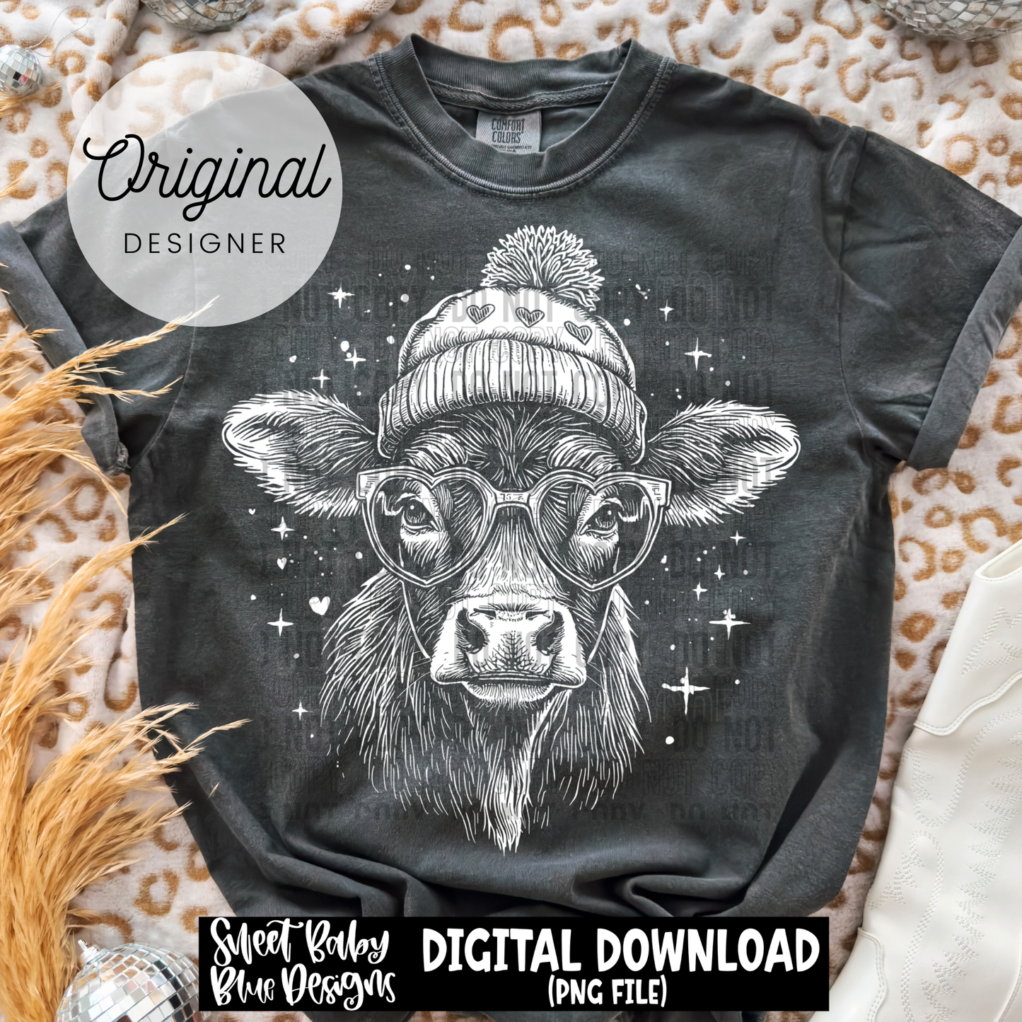 Cow - Splatter- Valentine's - 2025 - PNG file- Digital Download