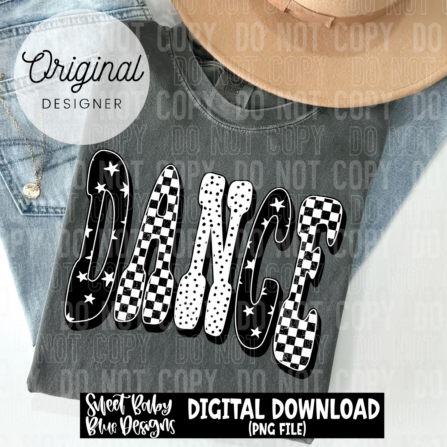Dance - Black checkered - 2025 - PNG file- Digital Download