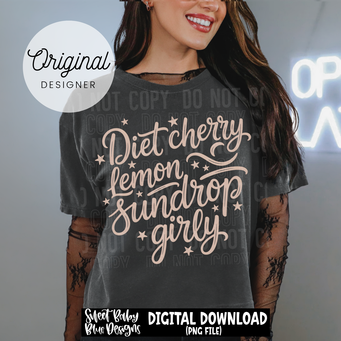Diet Cherry Lemon Sun Girly - 2026 - PNG file- Digital Download