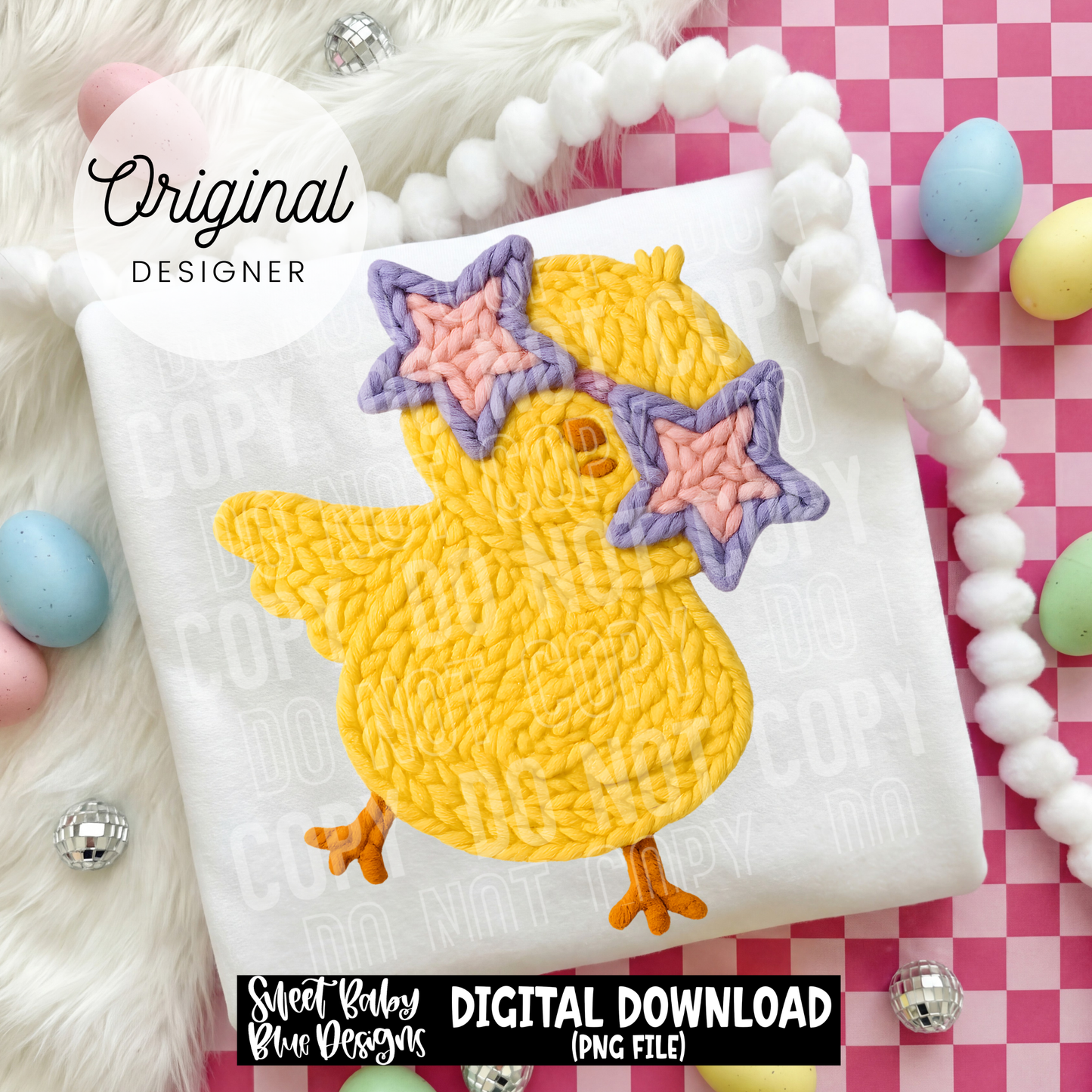 Easter Chick- Faux Yarn- 2026 - PNG file- Digital Download