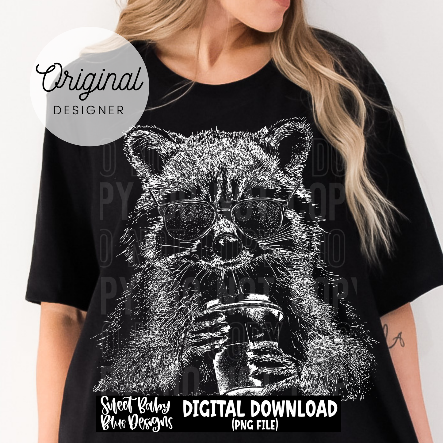 Racoon Drink Sketch - 2026 - PNG file- Digital Download