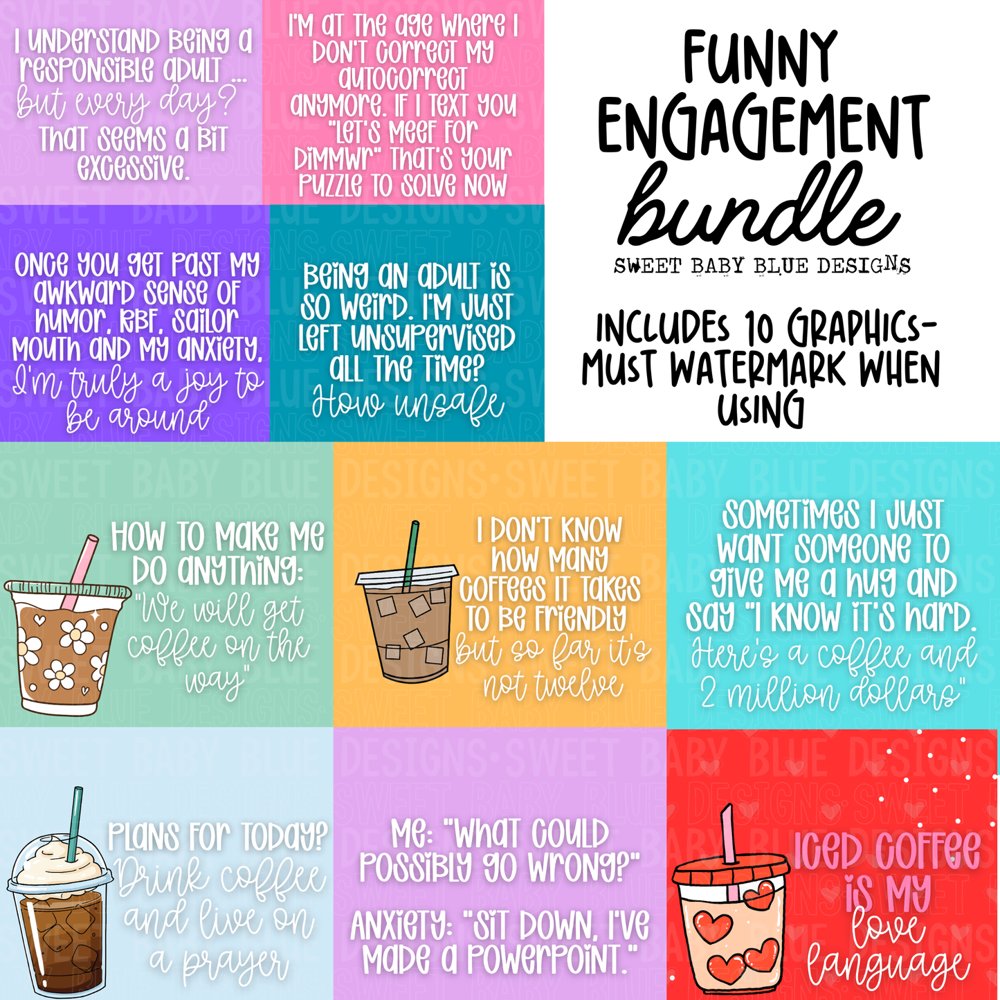 Funny Engagement Bundle - Interactive post- 2026- PNG file- Digital Download