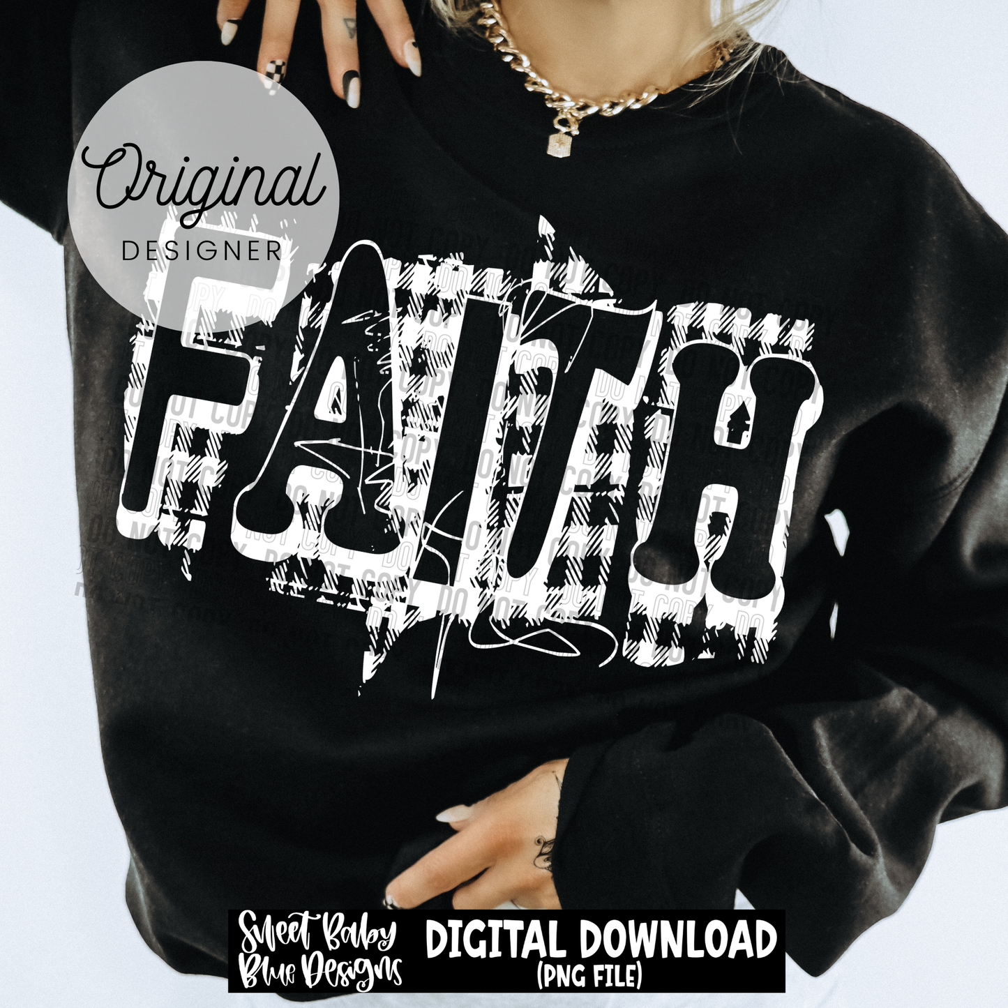 Faith Plaid Distressed- 2026 - PNG file- Digital Download