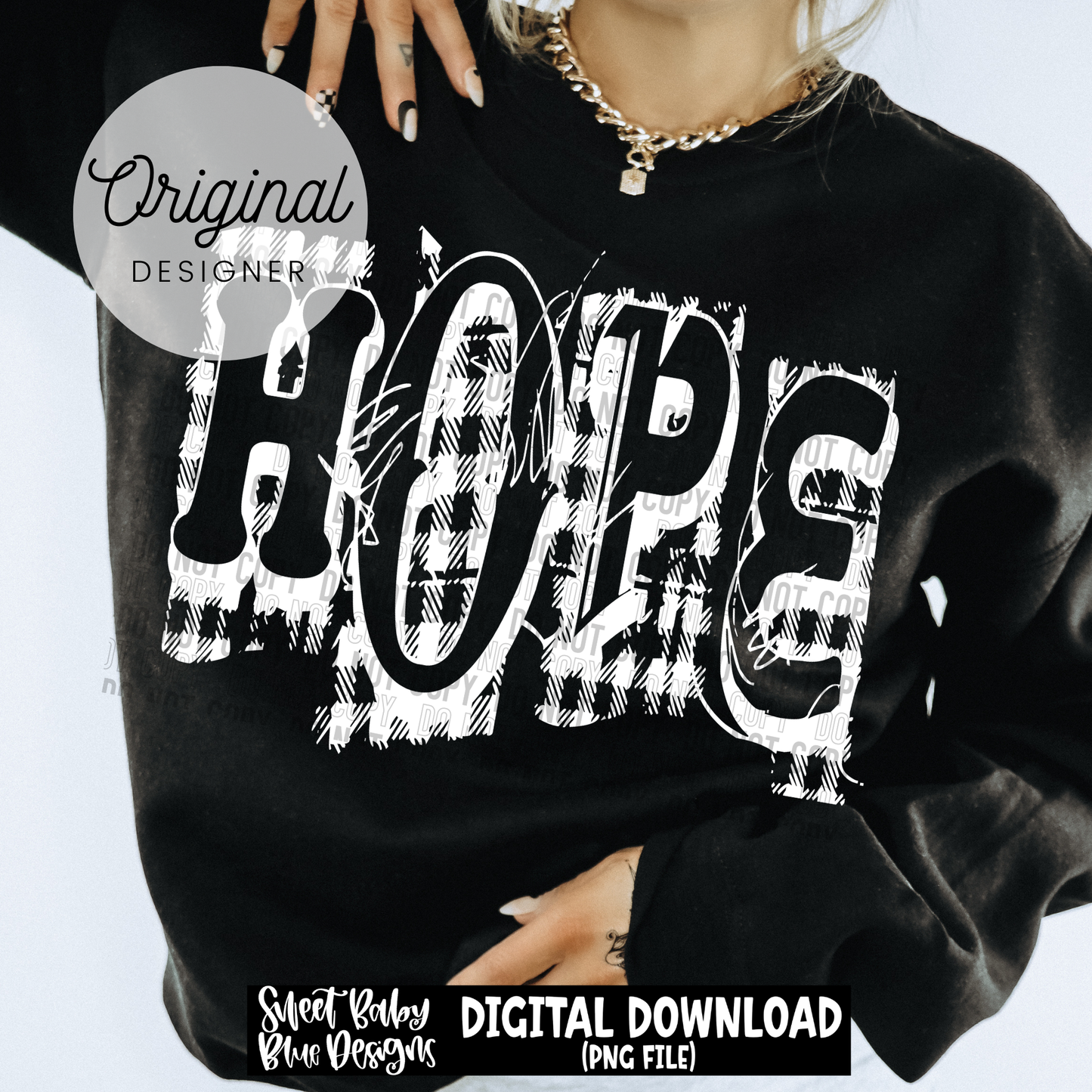 Hope Plaid Distressed- 2026 - PNG file- Digital Download