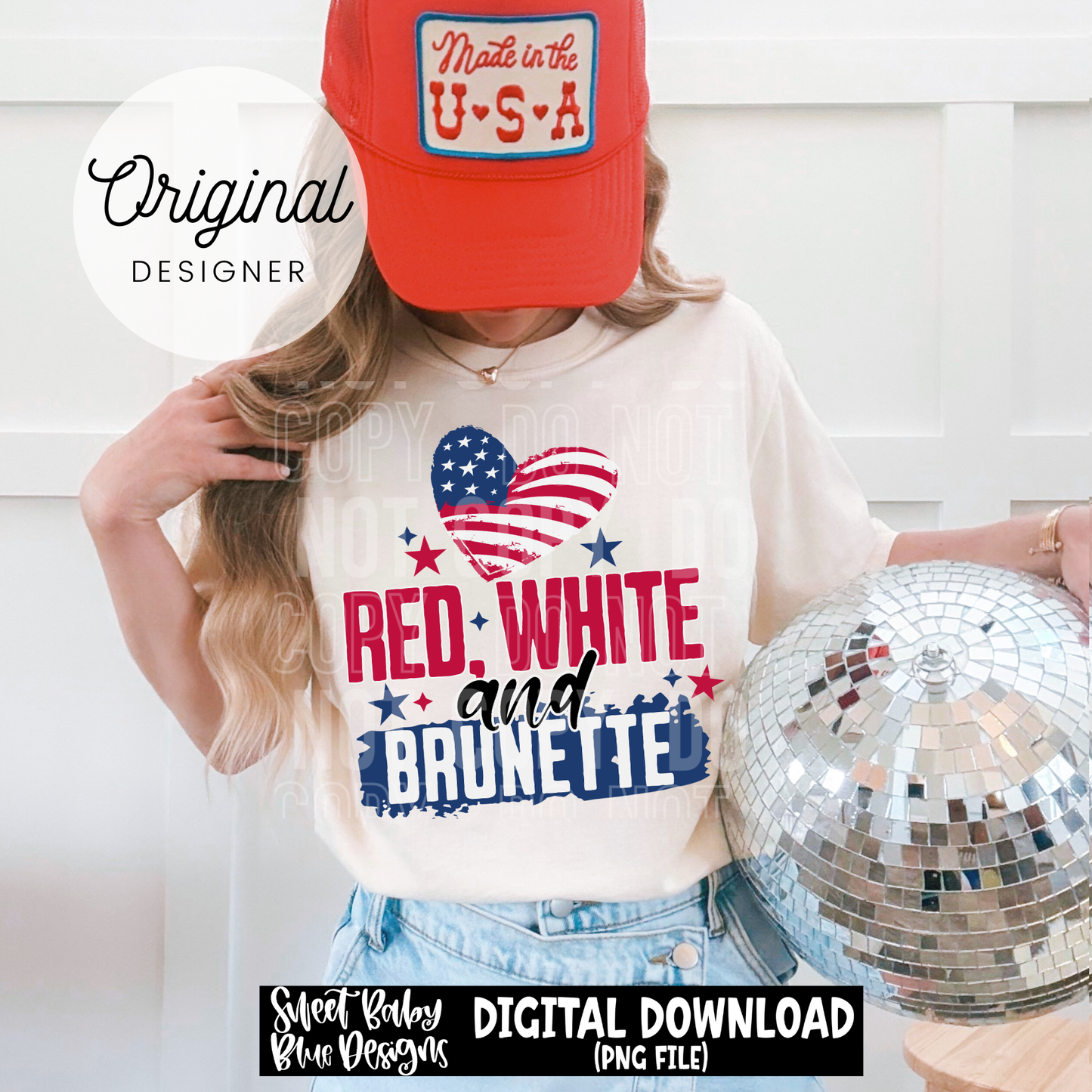 Red White and Brunette - 2026 - PNG file- Digital Download