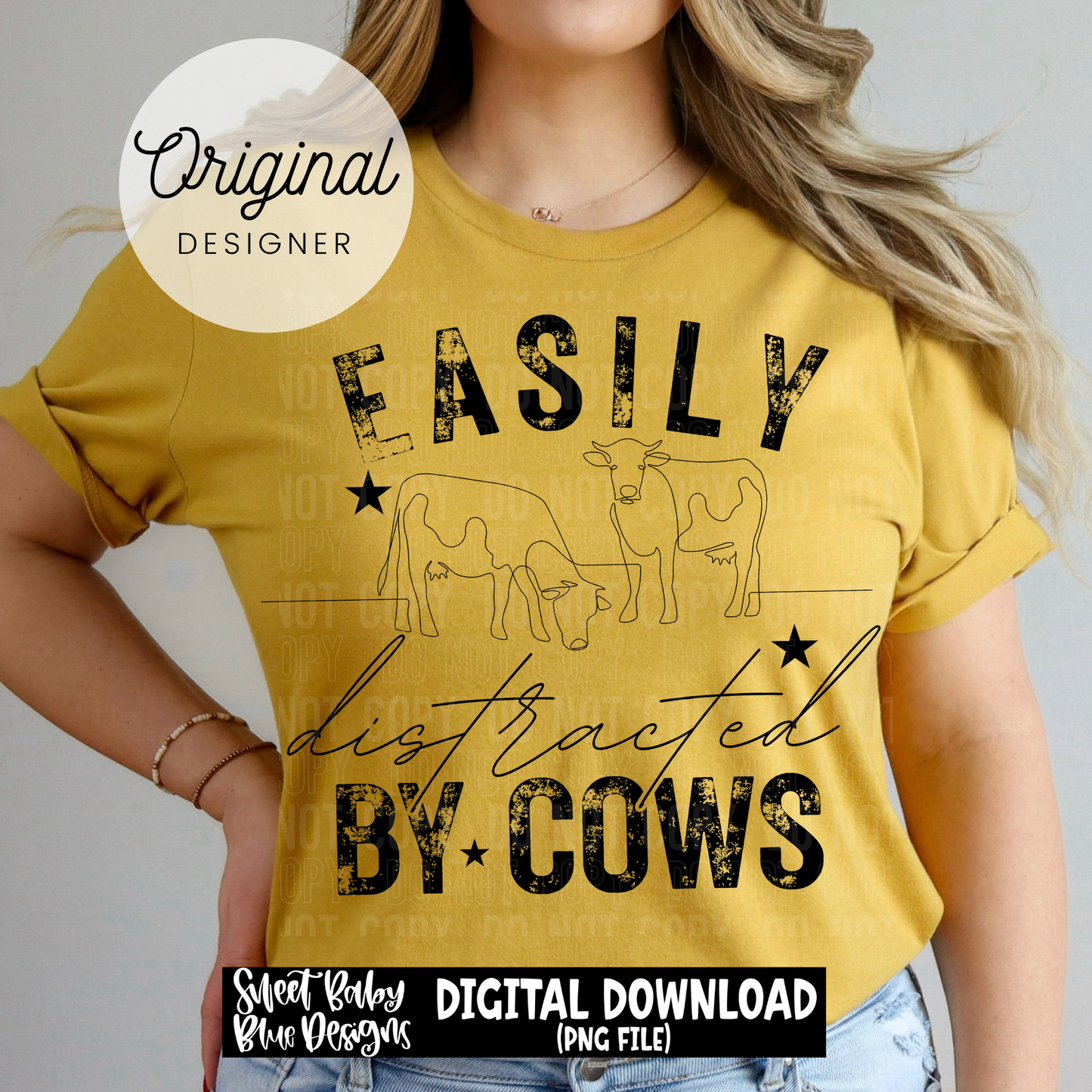 Easily Distracted By Cows - 2026 - PNG file- Digital Download