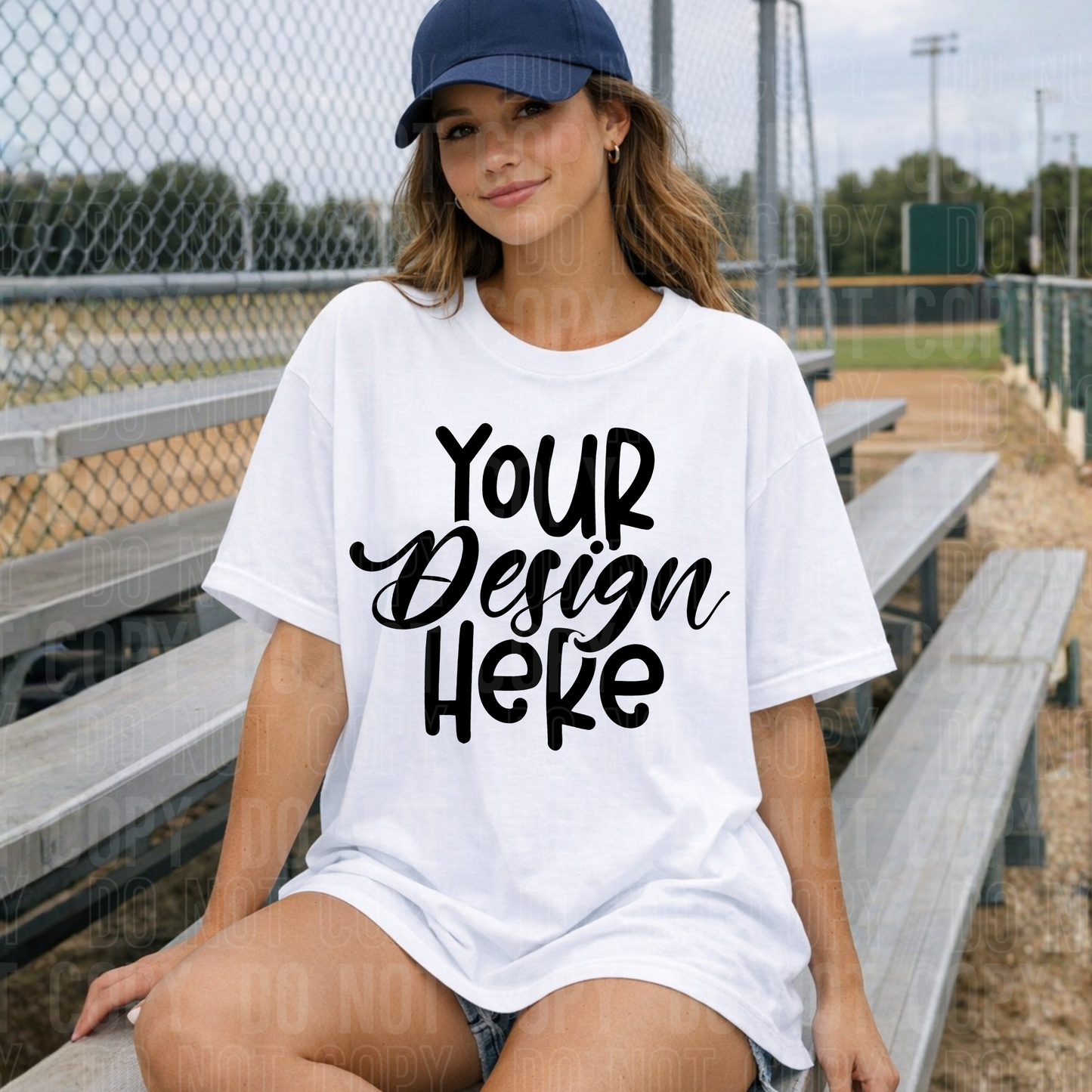 Bella Canvas 3001 White Mockup - Baseball Field - 2026 - PNG file- Digital Download