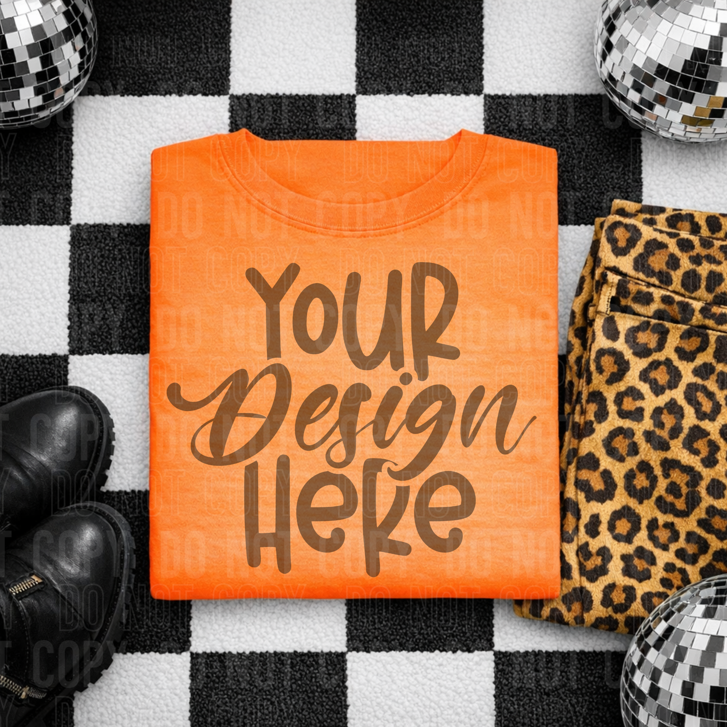 Orange Mockup - Flat Lay Checkered - 2026 - PNG file- Digital Download
