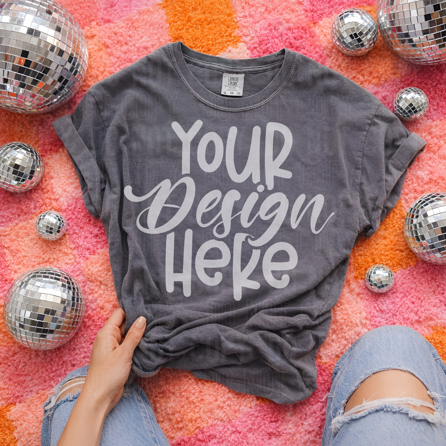 Pepper Comfort Colors 1717 Mockup - Retro Flat Lay- 2026 - PNG file- Digital Download