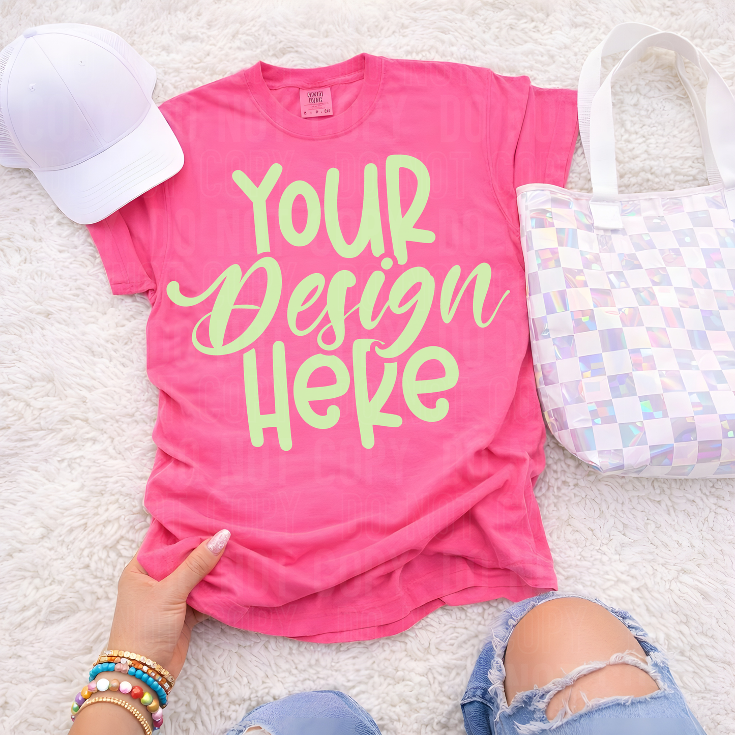 Neon Pink- CC 1717- Summer- Flat Lay Mockup - 2026 - PNG file- Digital Download