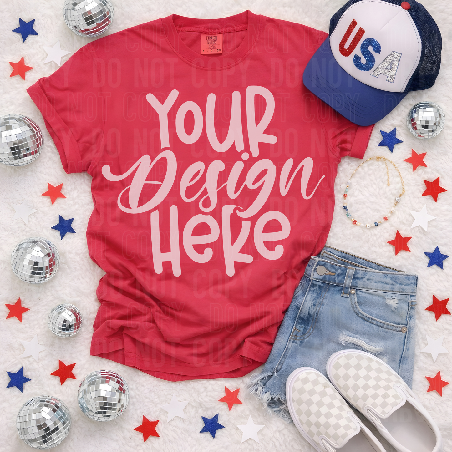 Red - CC 1717- 4th of July- Flat Lay Mockup - 2026 - PNG file- Digital Download