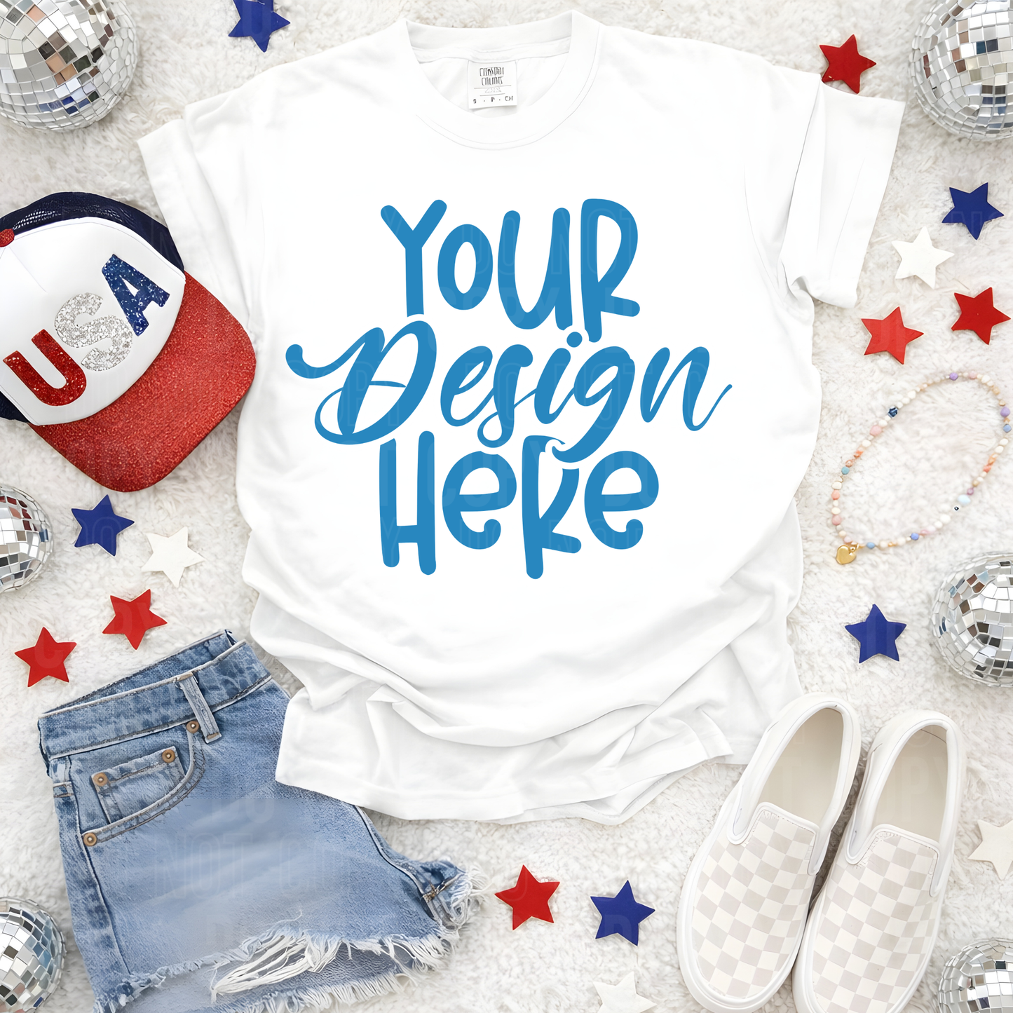 White - CC 1717- 4th of July- Flat Lay Mockup - 2026 - PNG file- Digital Download