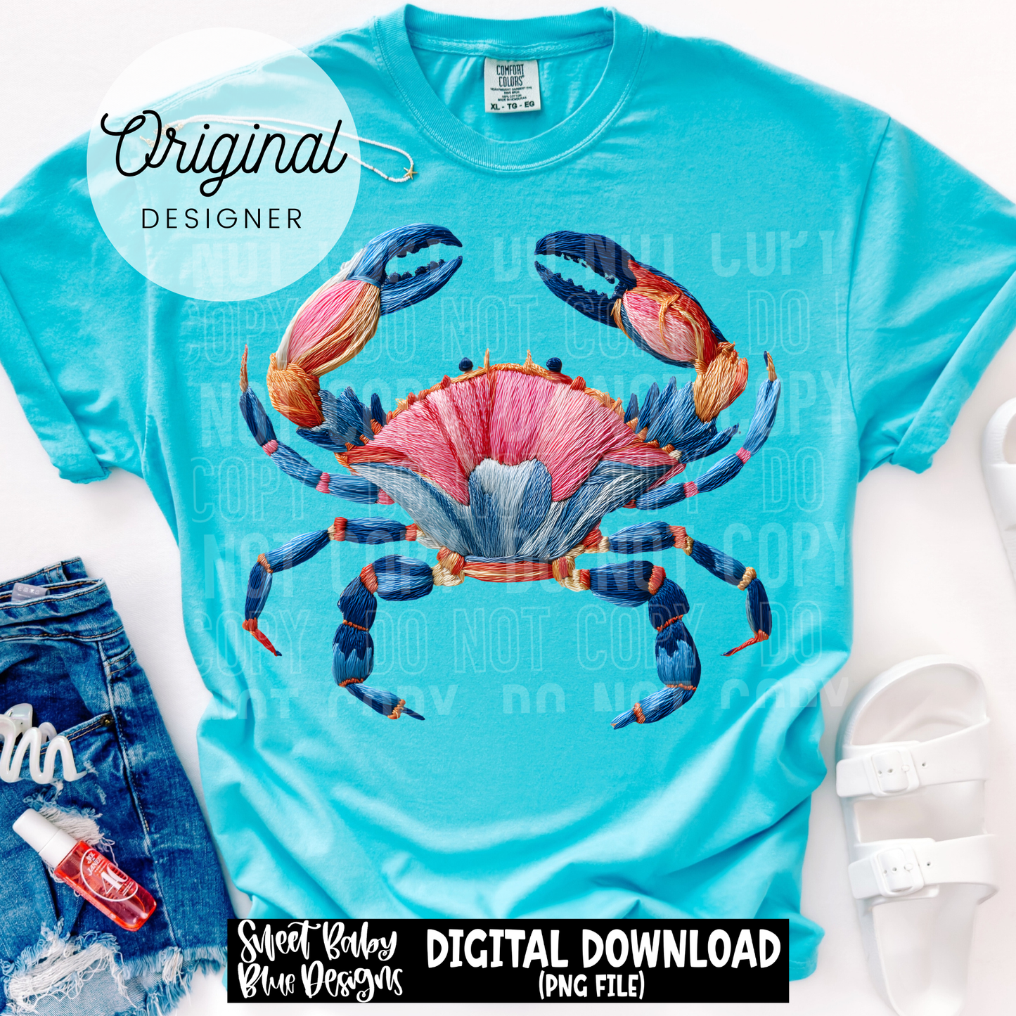 Faux Yarn Crab- Summer - 2026 - PNG file- Digital Download