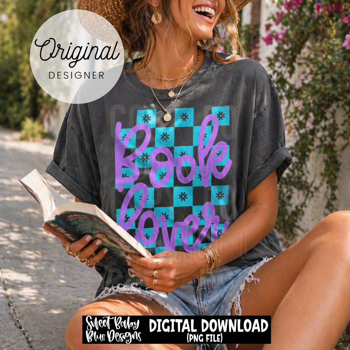 Book Lover- Checkered - 2026 - PNG file- Digital Download